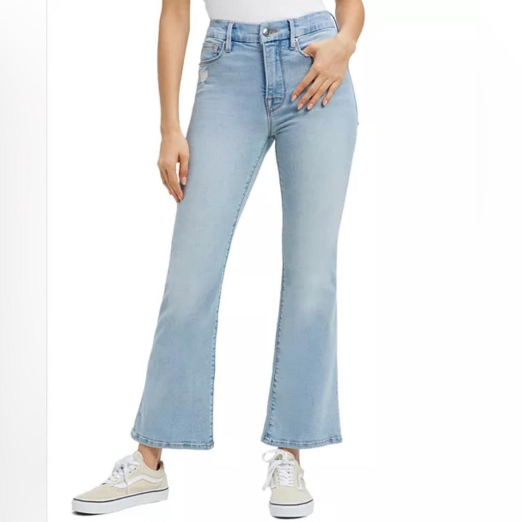Good American GLC High Rise Mini Bootcut Jeans in Indigo, NWT, Size 16