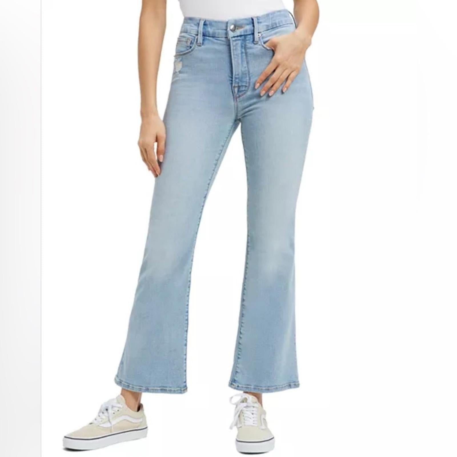 Good American GLC High Rise Mini Bootcut Jeans in Indigo, NWT, Size 16