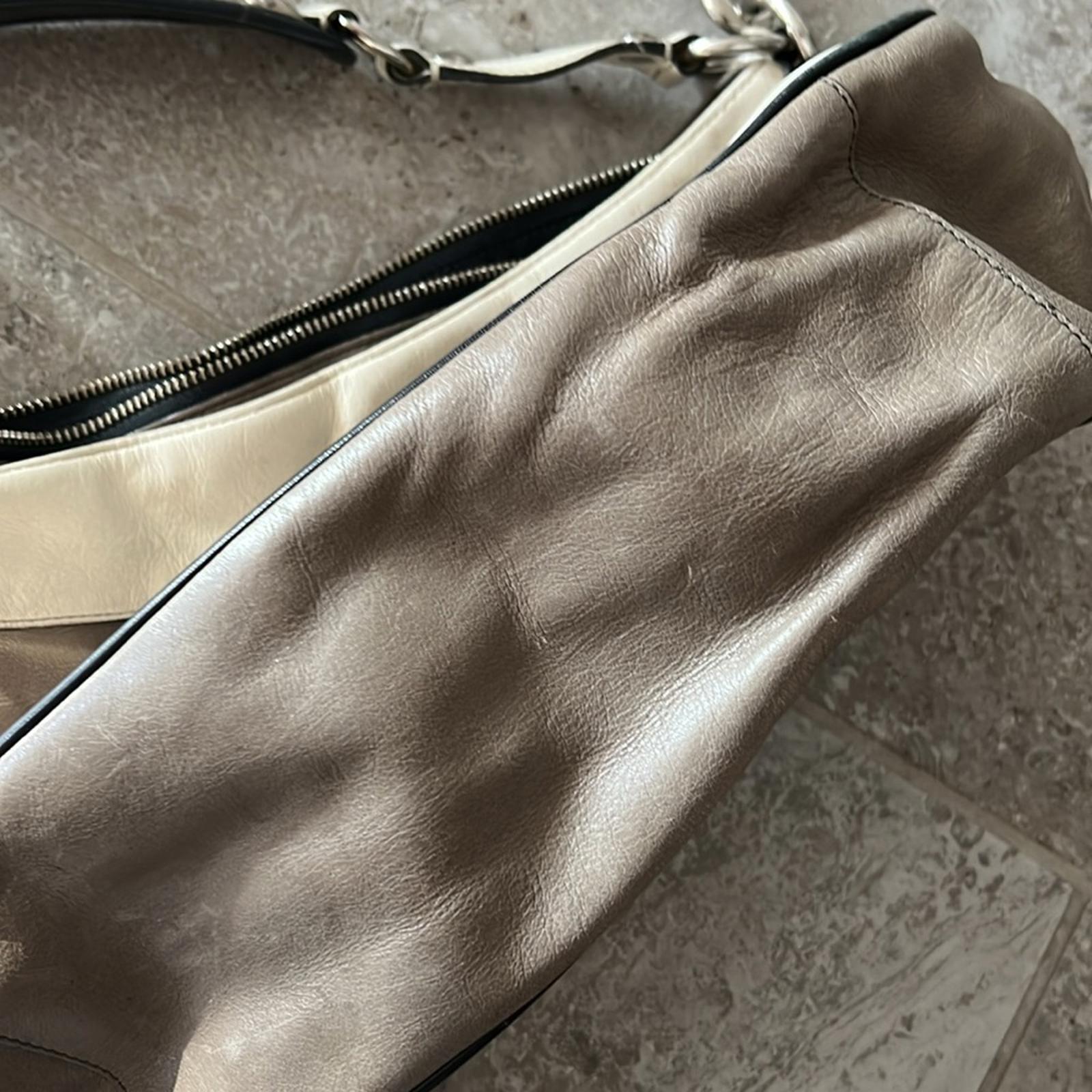 COACH Limited Edition Madison Spectator Cream/Taupe Hobo in Grey/White Bag