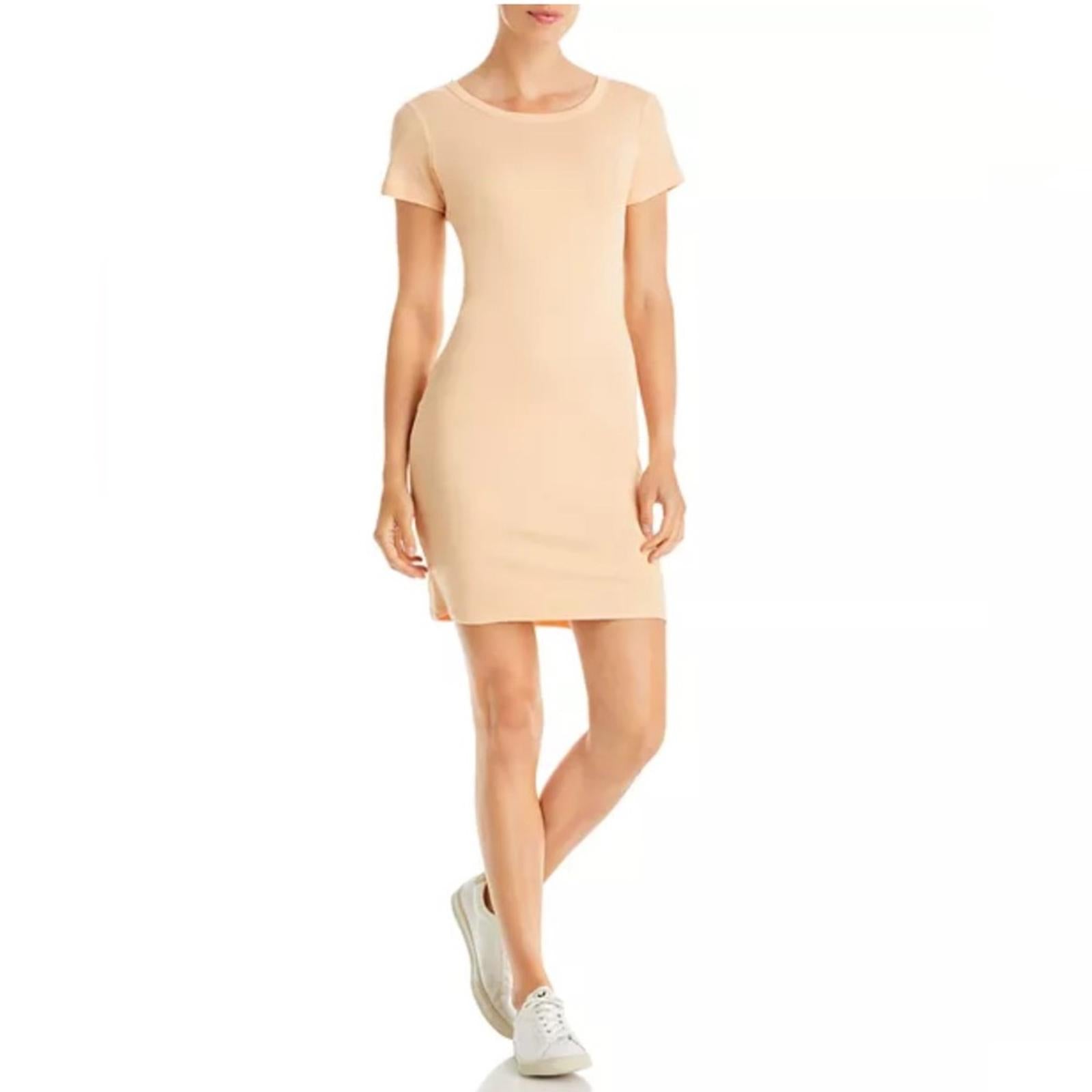 Three Dots Jersey S/S Crewneck T-Shirt Dress in Apricot Ice Size L New w/Tag
