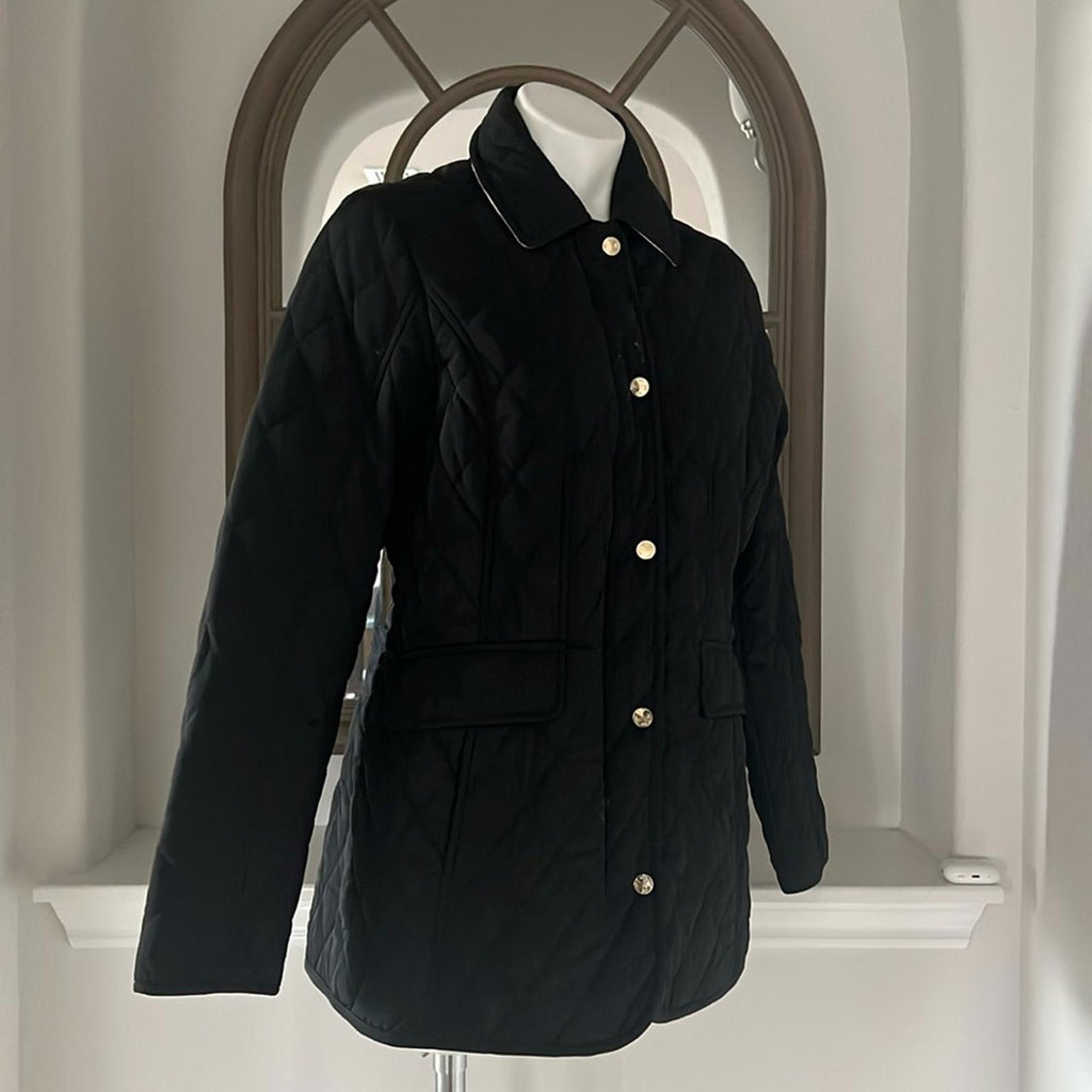 Jones New York 5-Button Quilted Jacket in Black, Size M EXCELLENT!