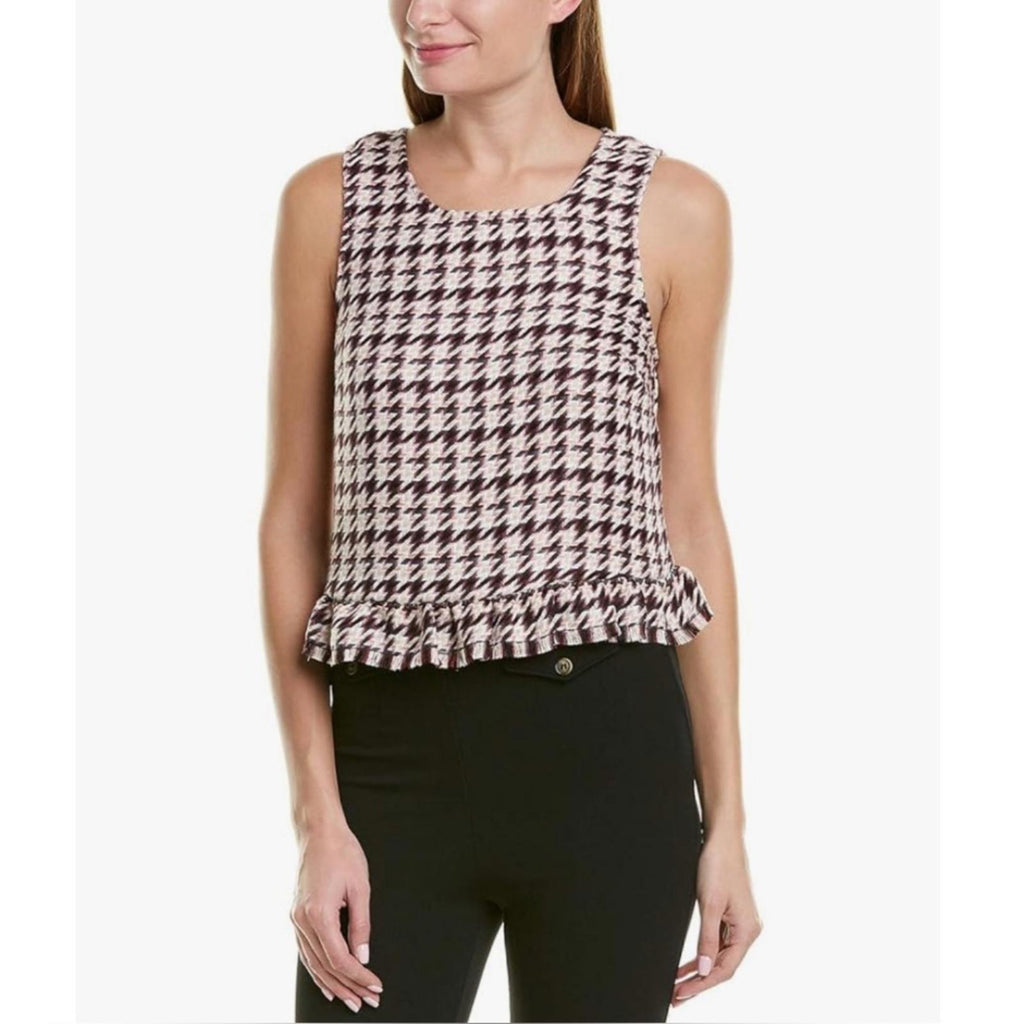 BCBGeneration Ruffle Hem Sleeveless Woven Top in Pink Red, Size XL