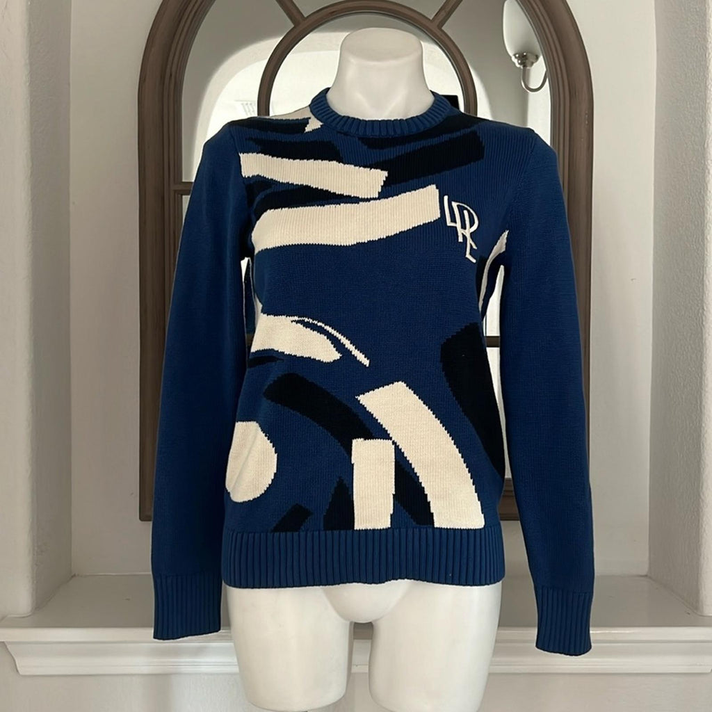 Lauren Ralph Lauren Geometric Combed Cotton Sweater, Size M New w/Tag