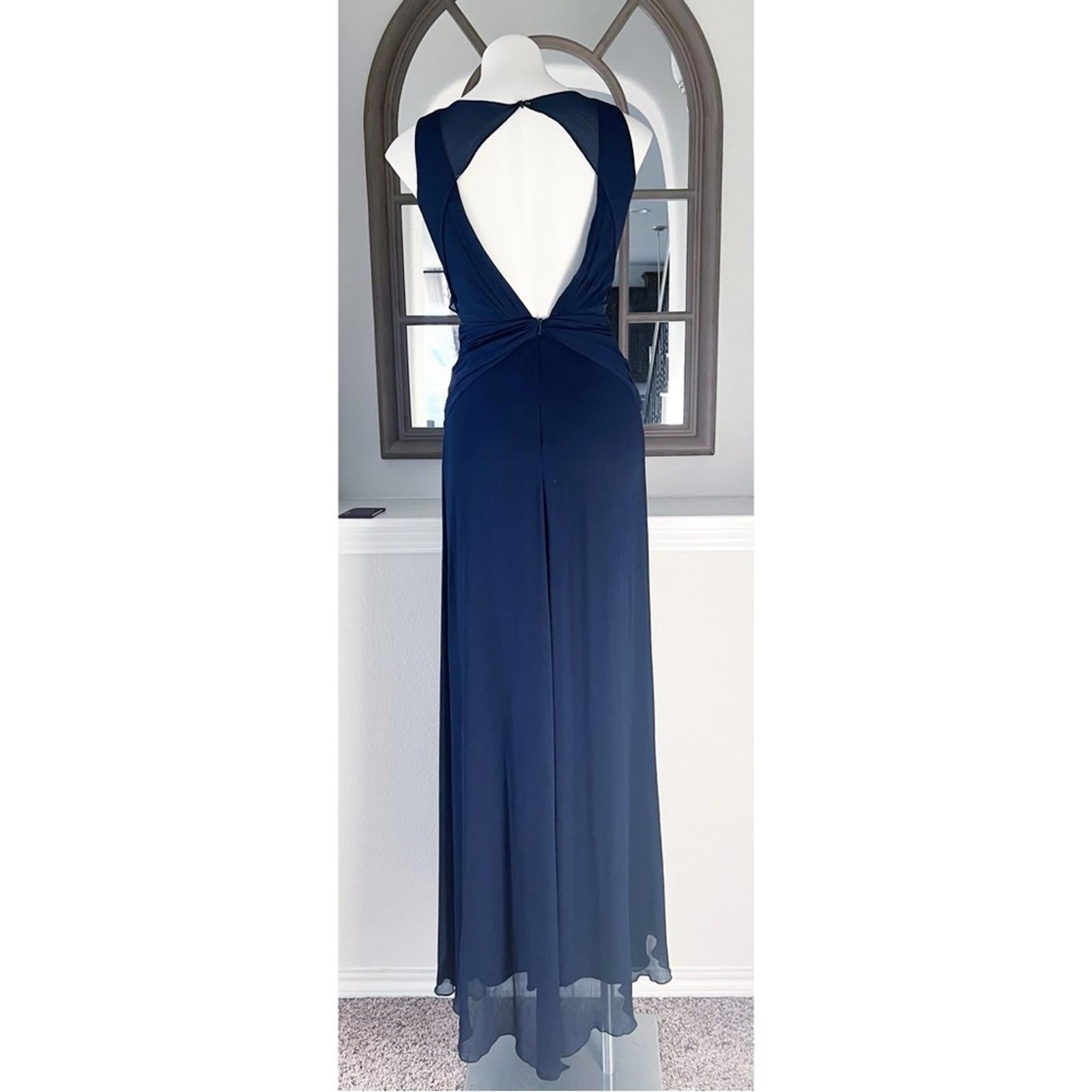 Badgley Mischka Navy Petunia Gown, Maxi Size 2 EXCELLENT Condition! Retail $795