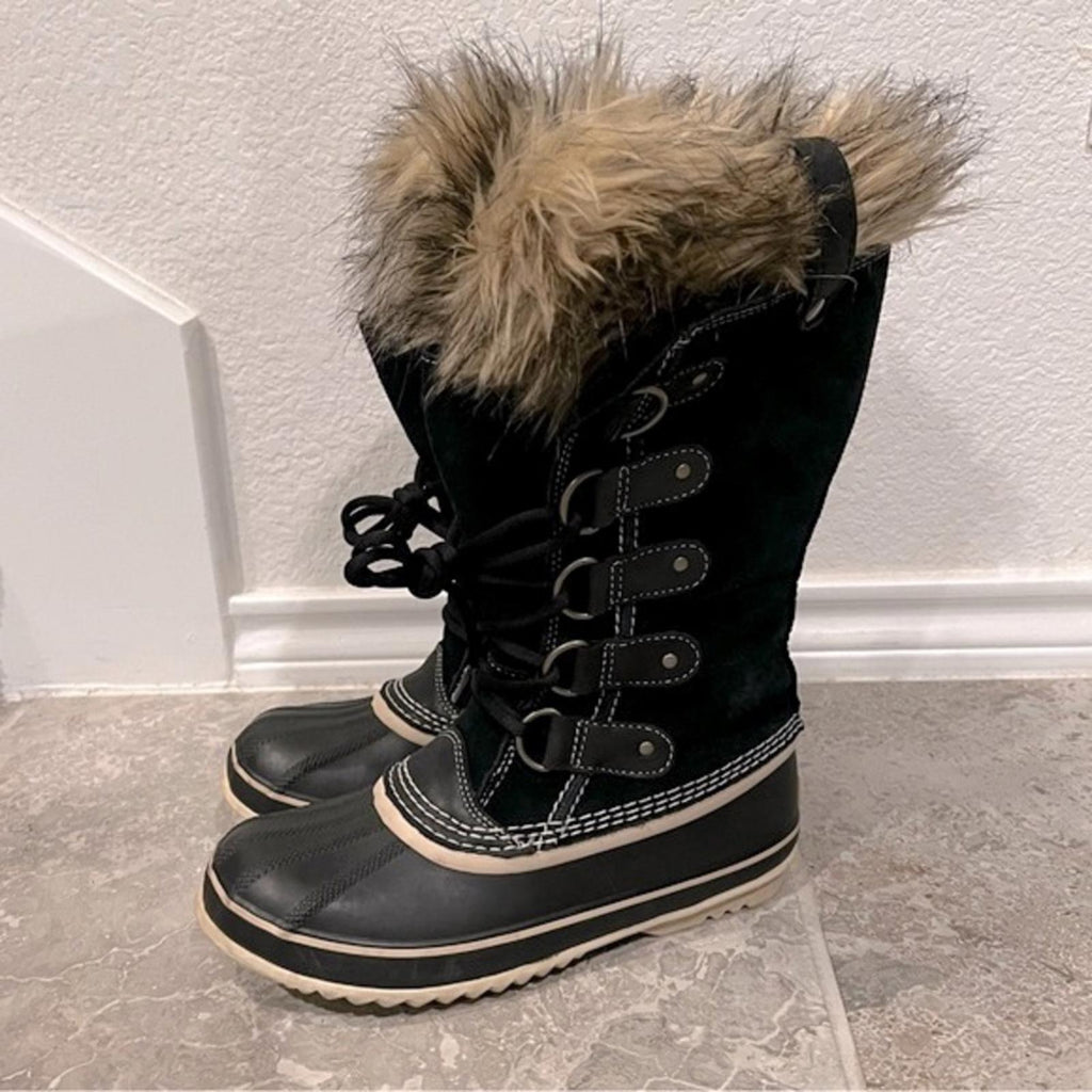 Sorel Joan of Arctic Soft Leather Waterproof Boots, Black Size 7 EXCELLENT $240