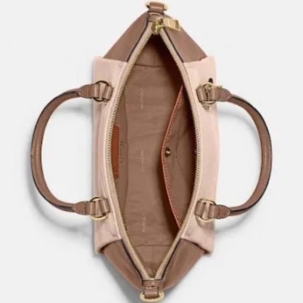NEW Coach Badge Jacquard Elise Satchel in Chalk Taupe