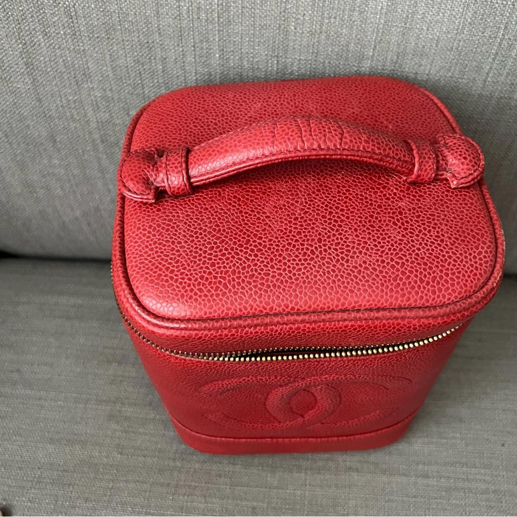 Chanel Timeless Vanity Case, Red Caviar Leather Bag