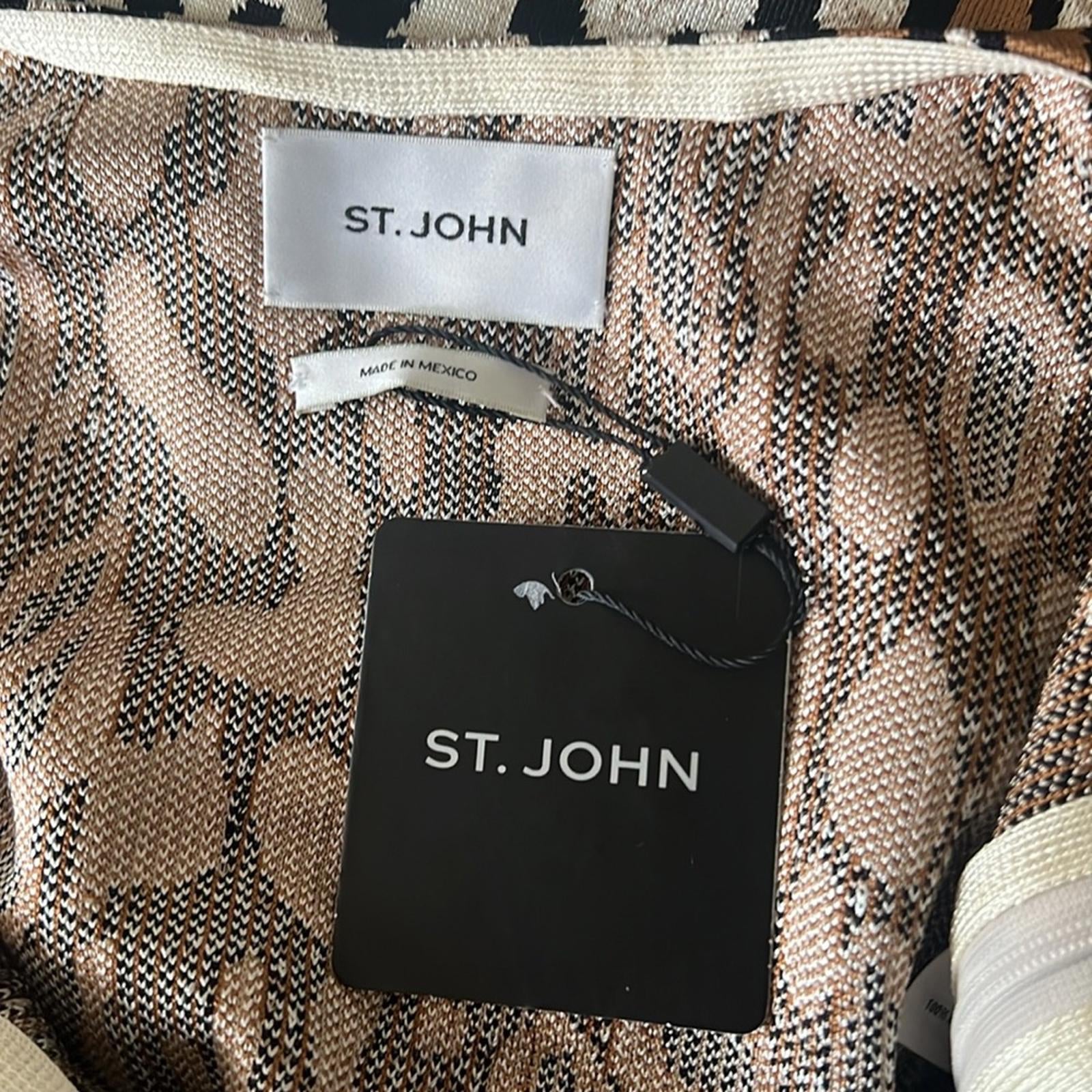 St. John Margay Animal Print Midi Dress in Brown Multi, Size 2 NEW w/Tag $1,295