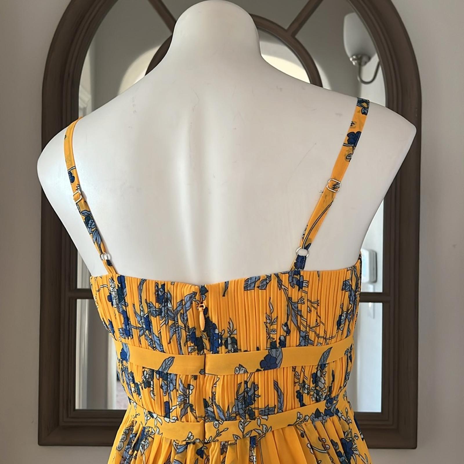 Aqua Bloomingdale’s Square Neck Evening Dress in Apricot, Size S New w/Tag $298