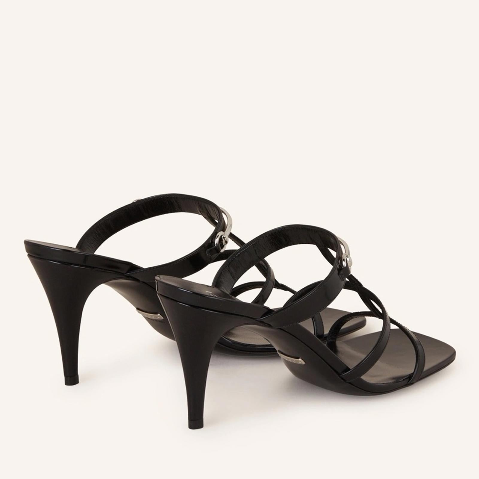 Gucci Divine Horsebit-Detailed Leather Mules 1000 Nero Size 39.5 +DustBags