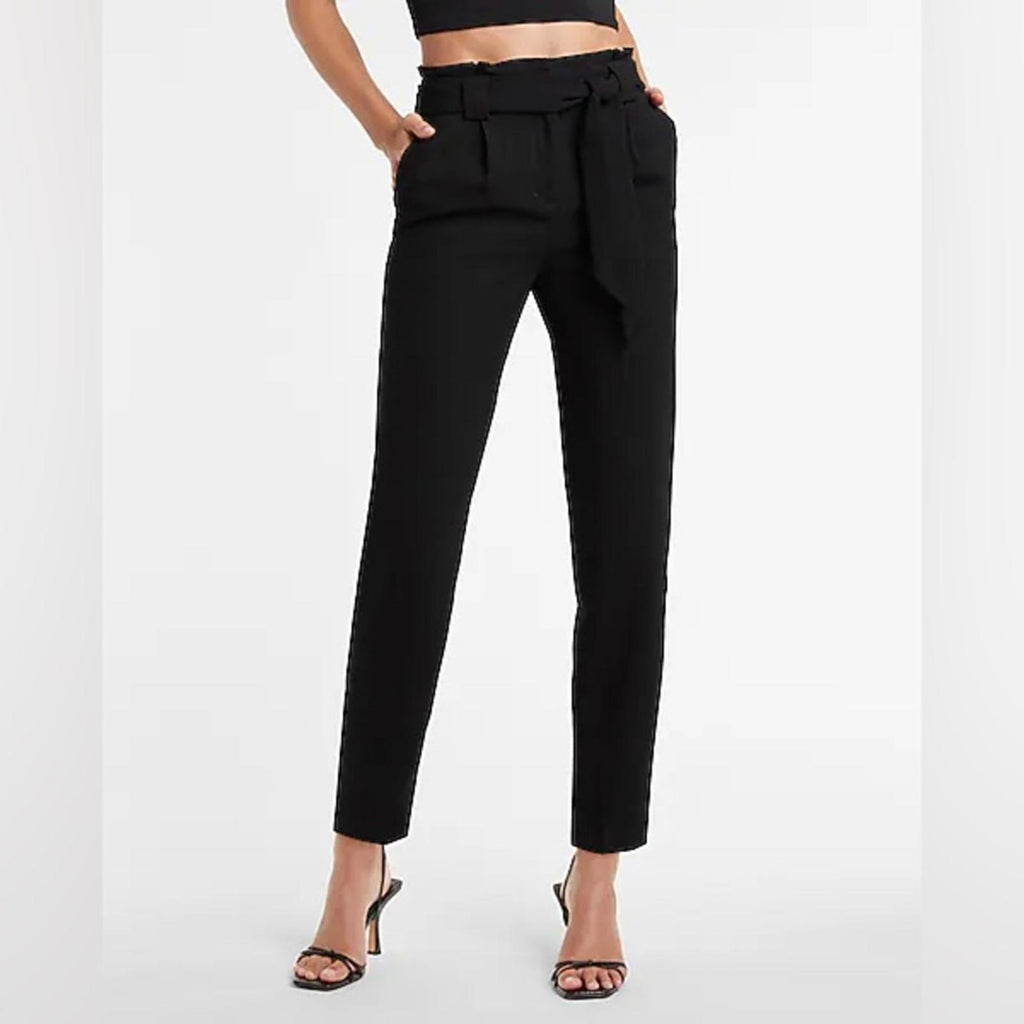 Ann Taylor Paper Bag Waist High-Rise Ankle Pants in Black, Size 2, NEW