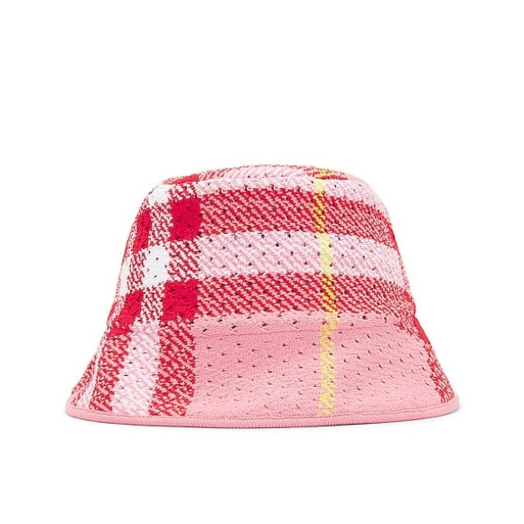 NEW Burberry Knitted Check Bucket Hat, Pink IP Check, Size L, New with Tag $890