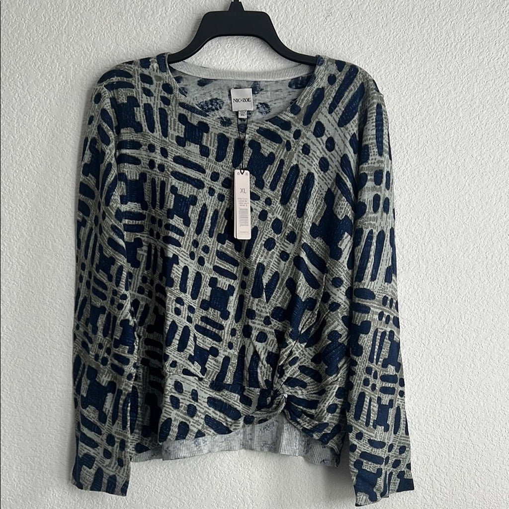 NIC+ZOE Ikat Camo Sweater, Women’s Size XL NWT