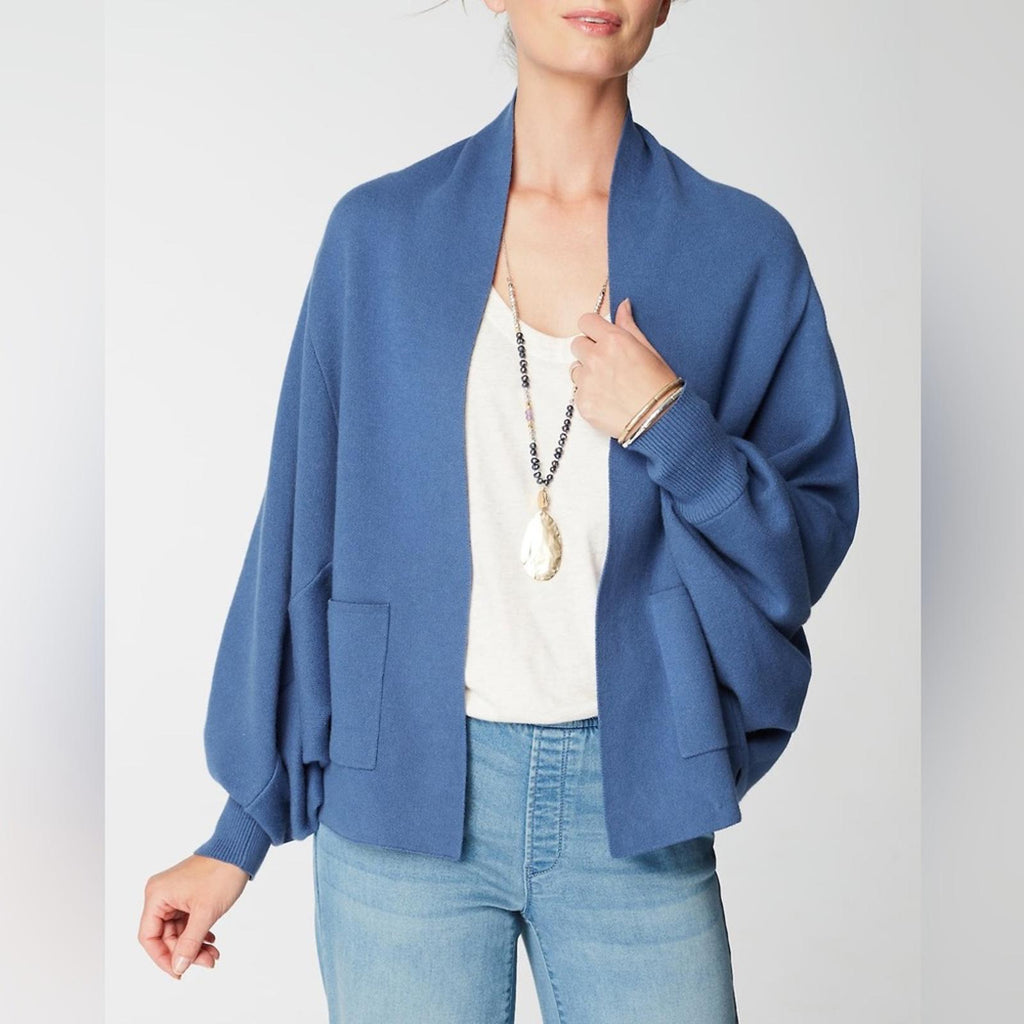 J.Jill Pure Jill Double-Knit Dolman-Sleeve Cardi in Deep Sea, Petite Size XL NWT