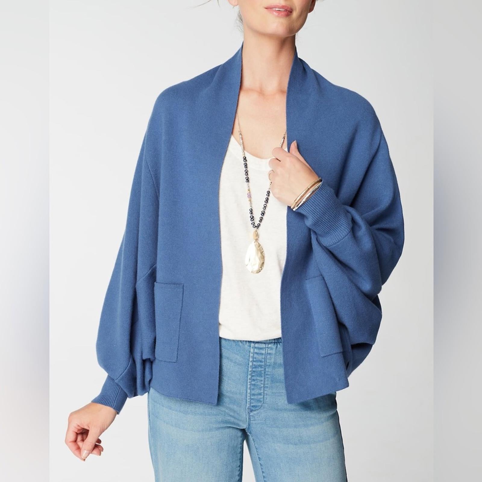 J.Jill Pure Jill Double-Knit Dolman-Sleeve Cardi in Deep Sea, Petite Size XL NWT