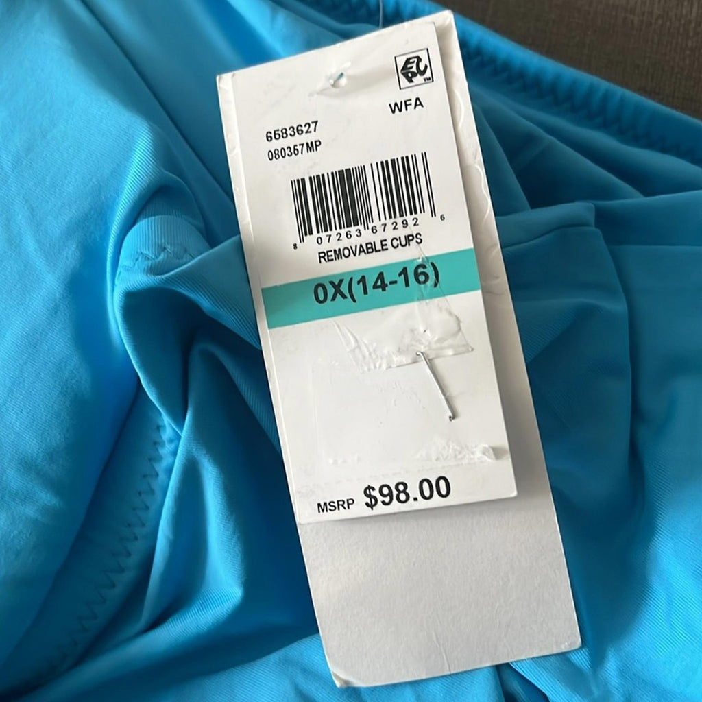 Becca Etc Tankini Swimsuit in Blue, NWT, Size 0X (14-16)
