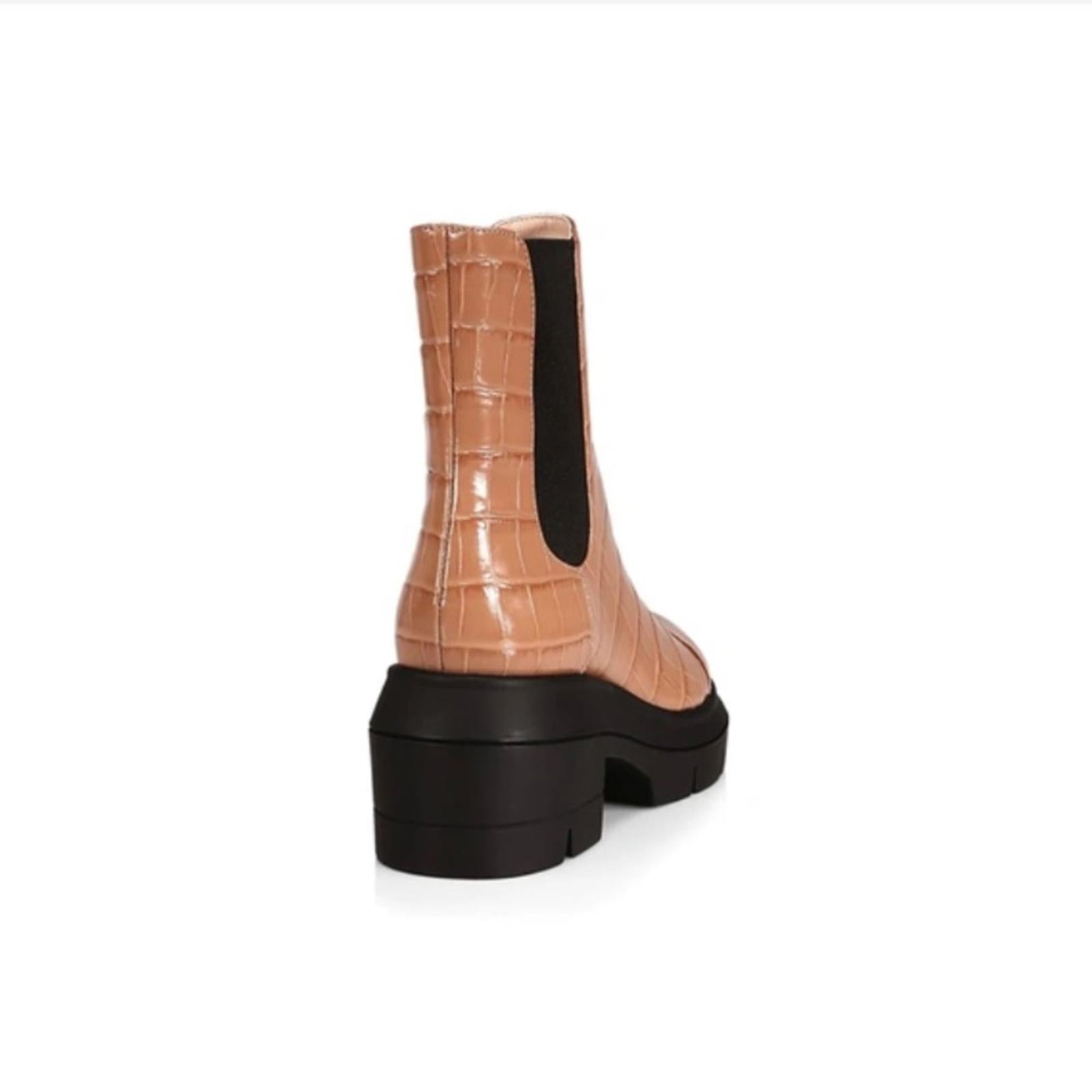 Stuart Weitzman Norah Chelsea Boots Tan Croc Leather Size 11C New +DustBag $595