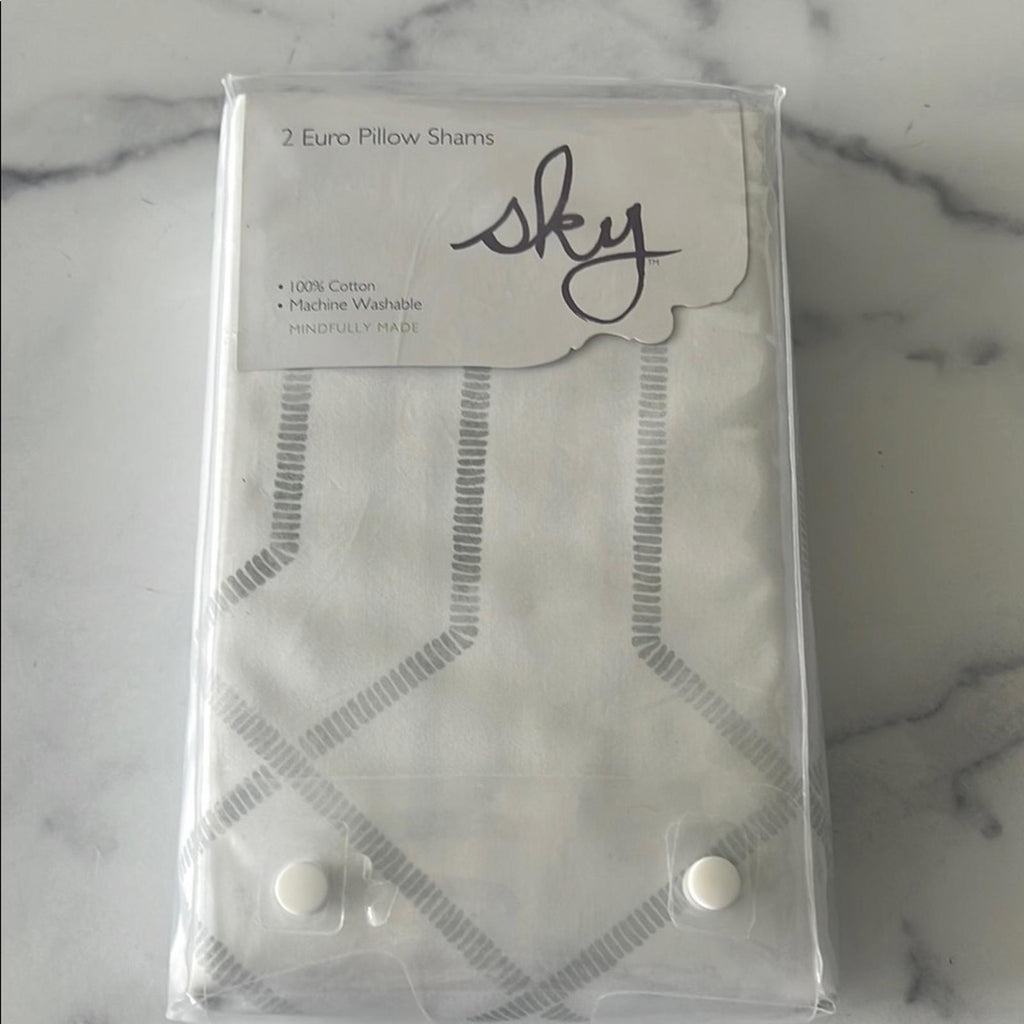 Sky Textured Trellis Euro Sham Set of 2, NWT Retail $160