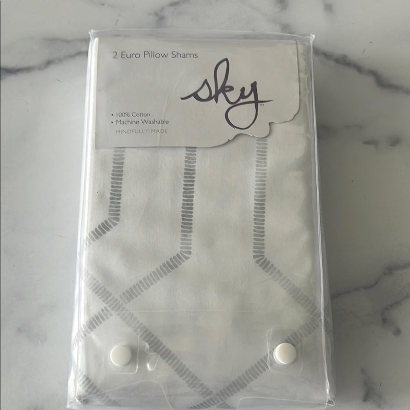 Sky Textured Trellis Euro Sham Set of 2, NWT Retail $160