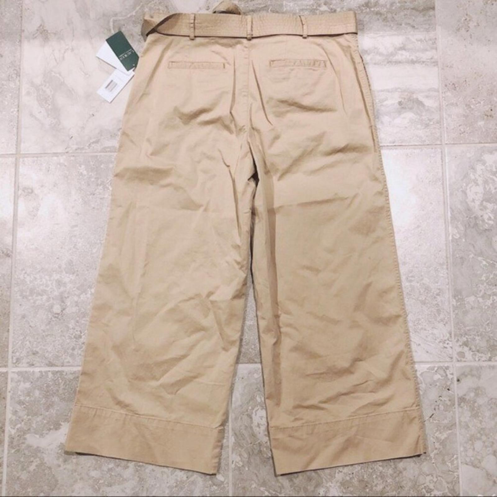Lauren Ralph Lauren Twill Khaki Pants, High Waist Wide Leg Size 14 New w/Tag