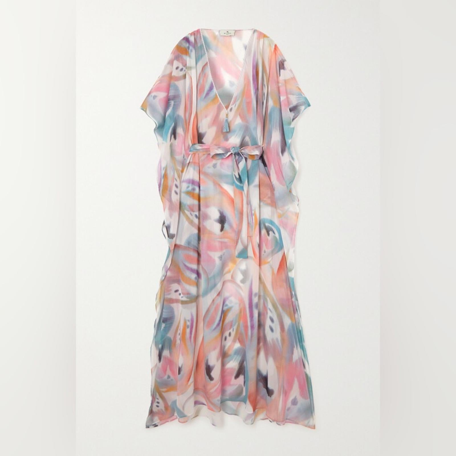 Etro Abito Mare Kaftan-Style Dress in Pastel (Made in Italy) Size 38, NWT $1,550