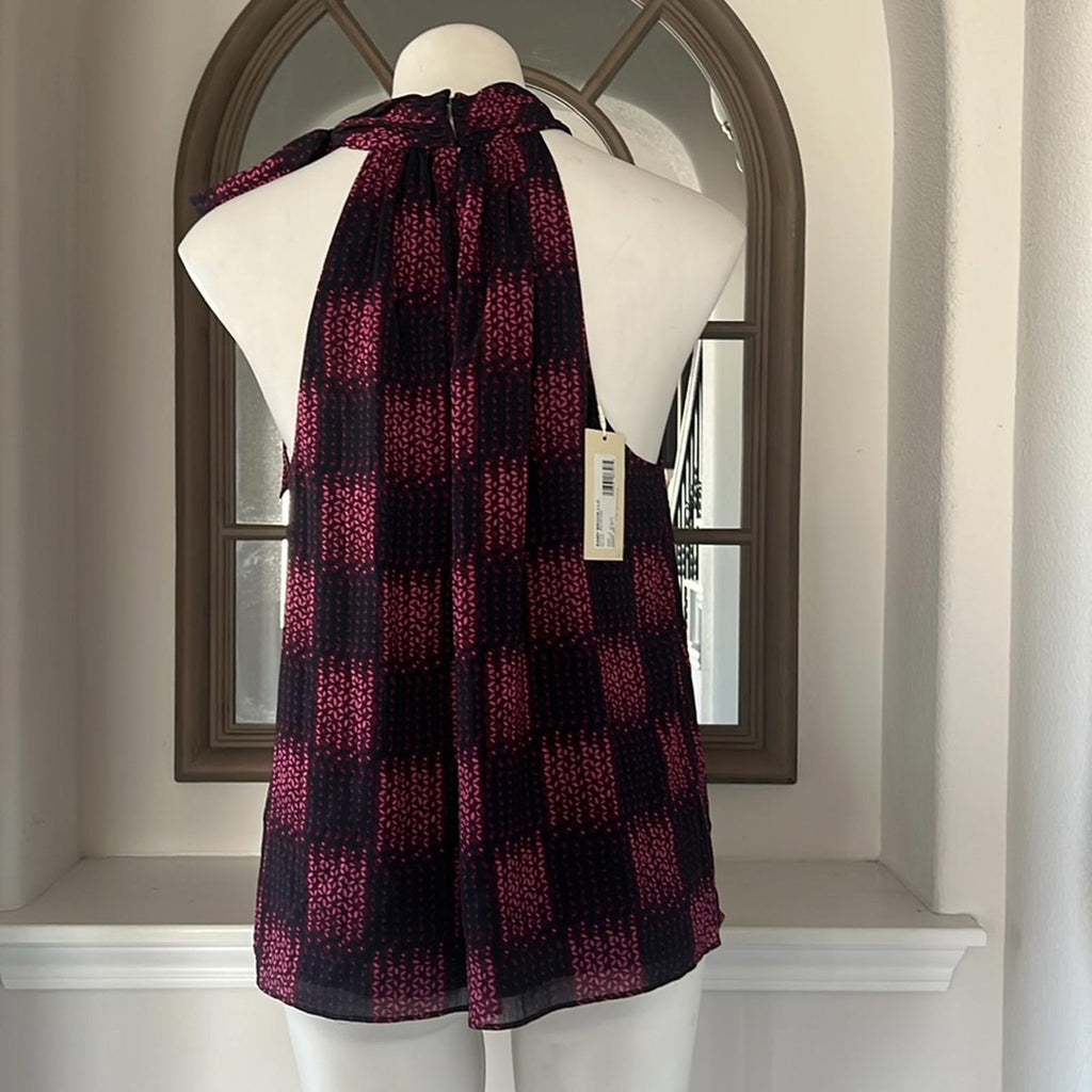 Ramy Brook Leilany Blouse in Pink/Black, Size L New w/Tag $295