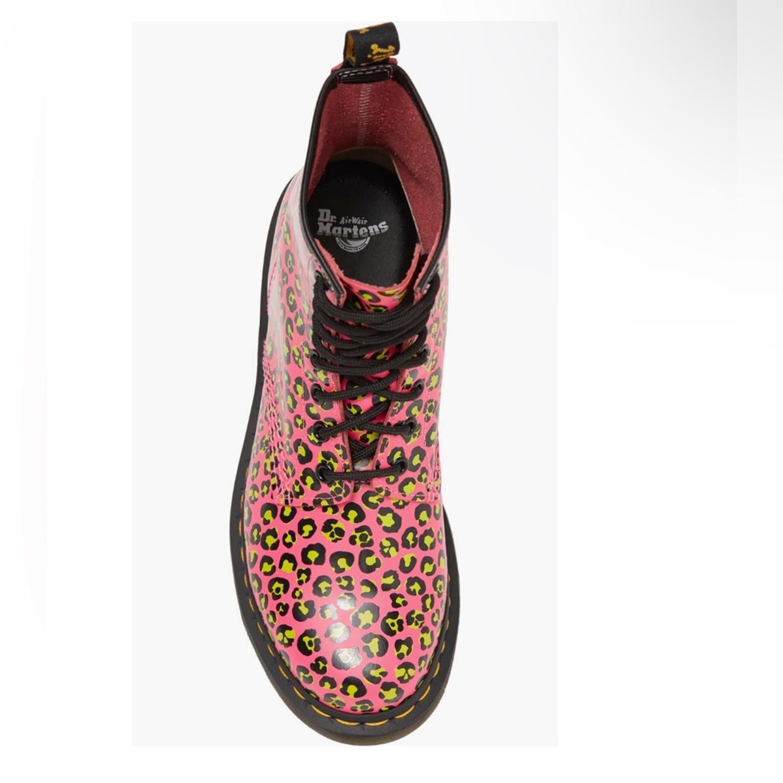 Dr Martens 1460 Leopard Smooth Leather Lace Up Boots, Pink Size 8 New w/o Box