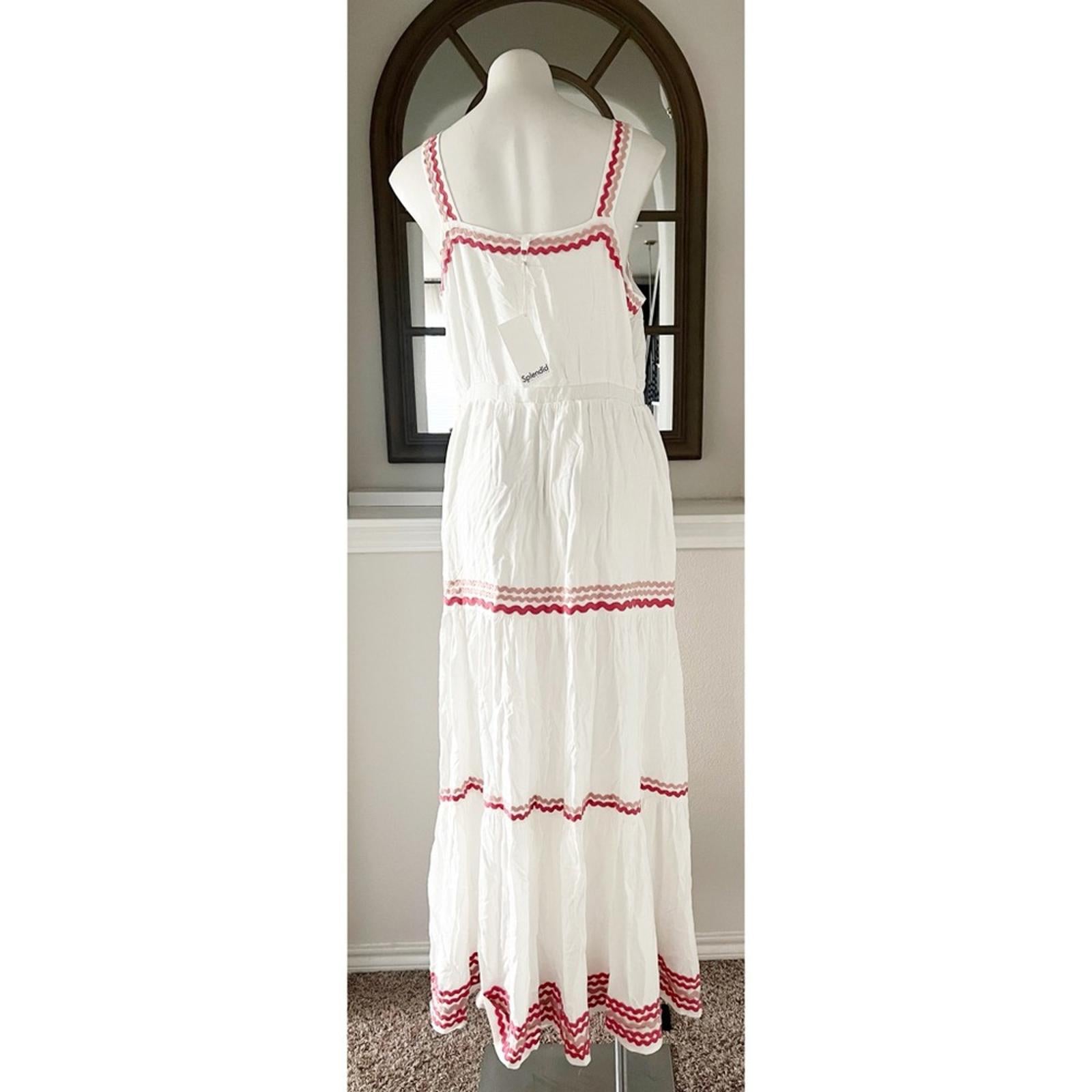 Splendid Riviera Rick Rack Maxi Dress, White Size L New w/Tag Retail $198