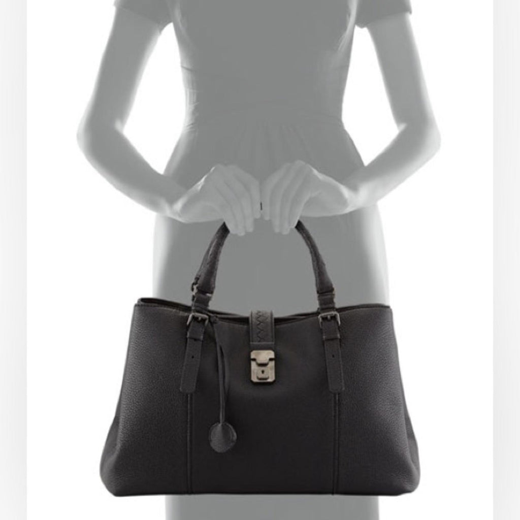Bottega Veneta Roma Triple-Compartment Pebbled Leather Tote Bag, Retail $3,450