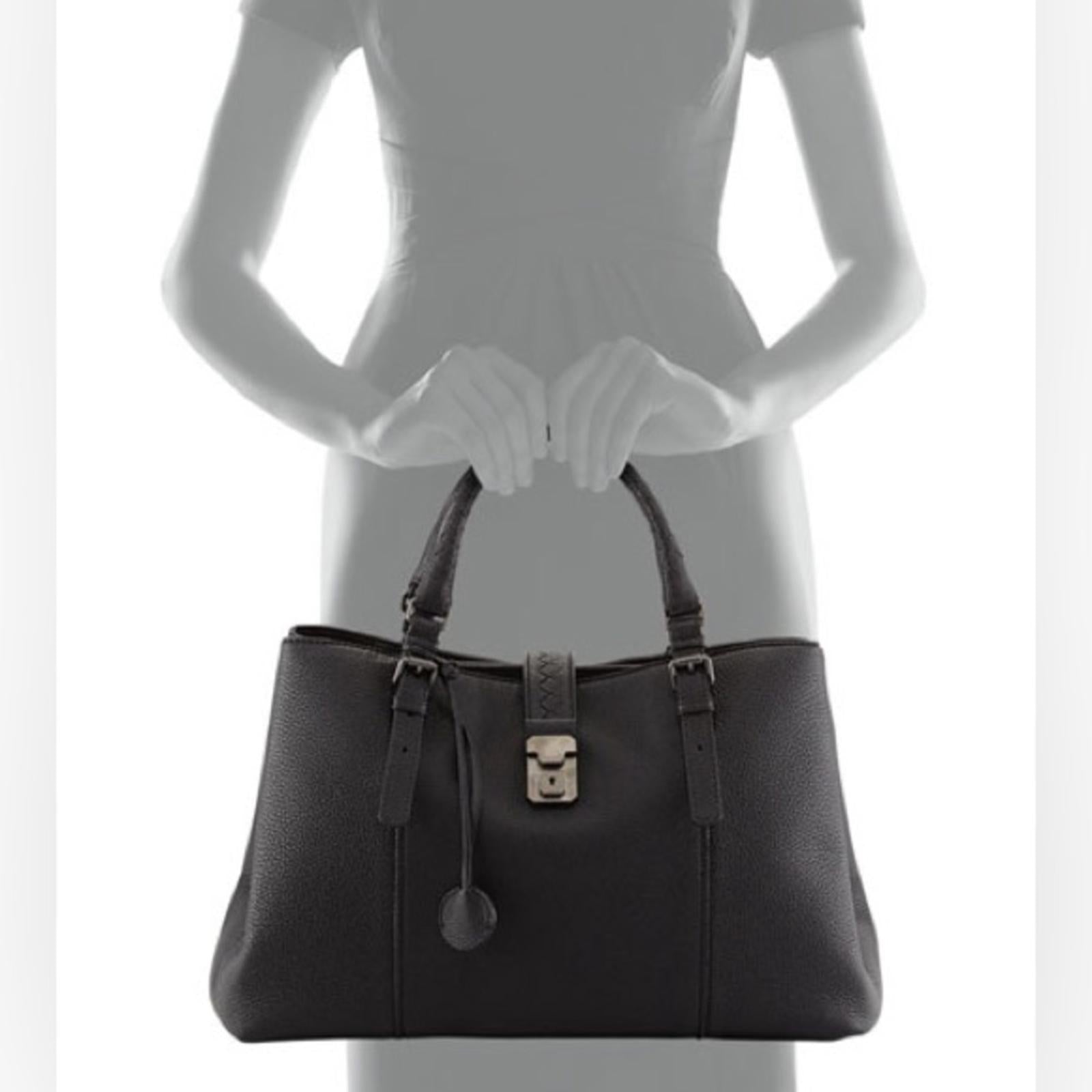 Bottega Veneta Roma Triple-Compartment Pebbled Leather Tote Bag, Retail $3,450