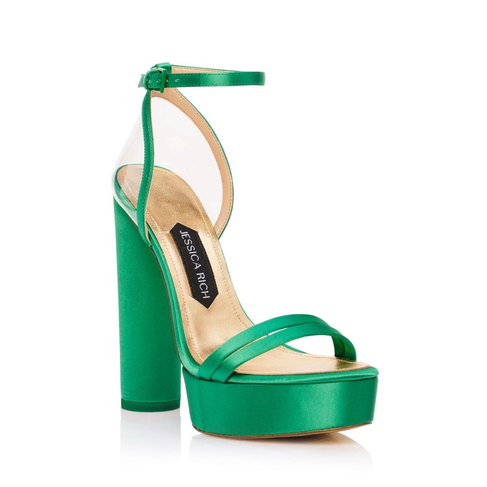Jessica Rich Green Platform Sandals Size EU 38, New in Box with Dustbag