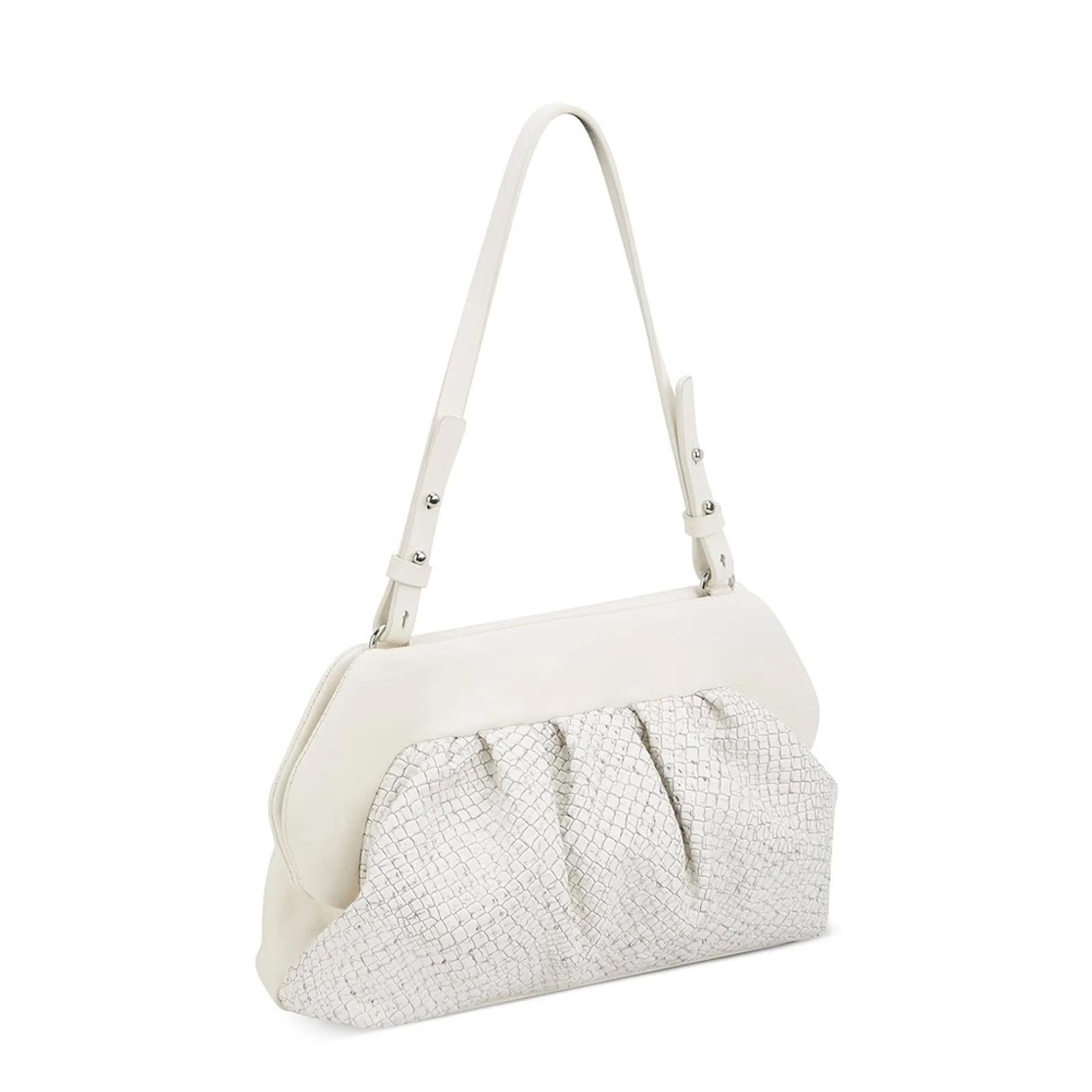 NWT Vince Camuto Amari Leather Clutch Bag in Cotton White, New w/Tag $158