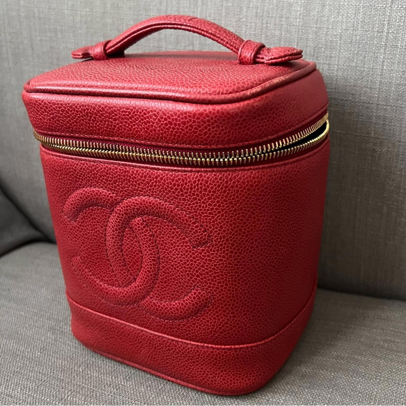 Chanel Timeless Vanity Case, Red Caviar Leather Bag
