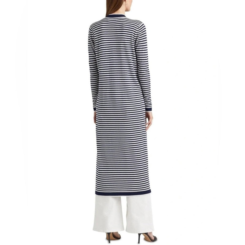 Lauren Ralph Lauren Striped Silk Blend Long Cardigan Navy Size XS New w/Tag $245