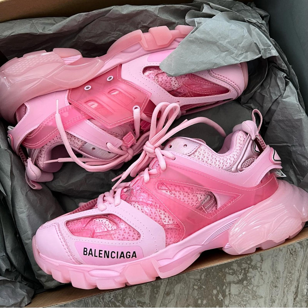 Balenciaga Track Clearsole Logo-Detailed Sneakers in Pink, Size 37 New +Dust Bag