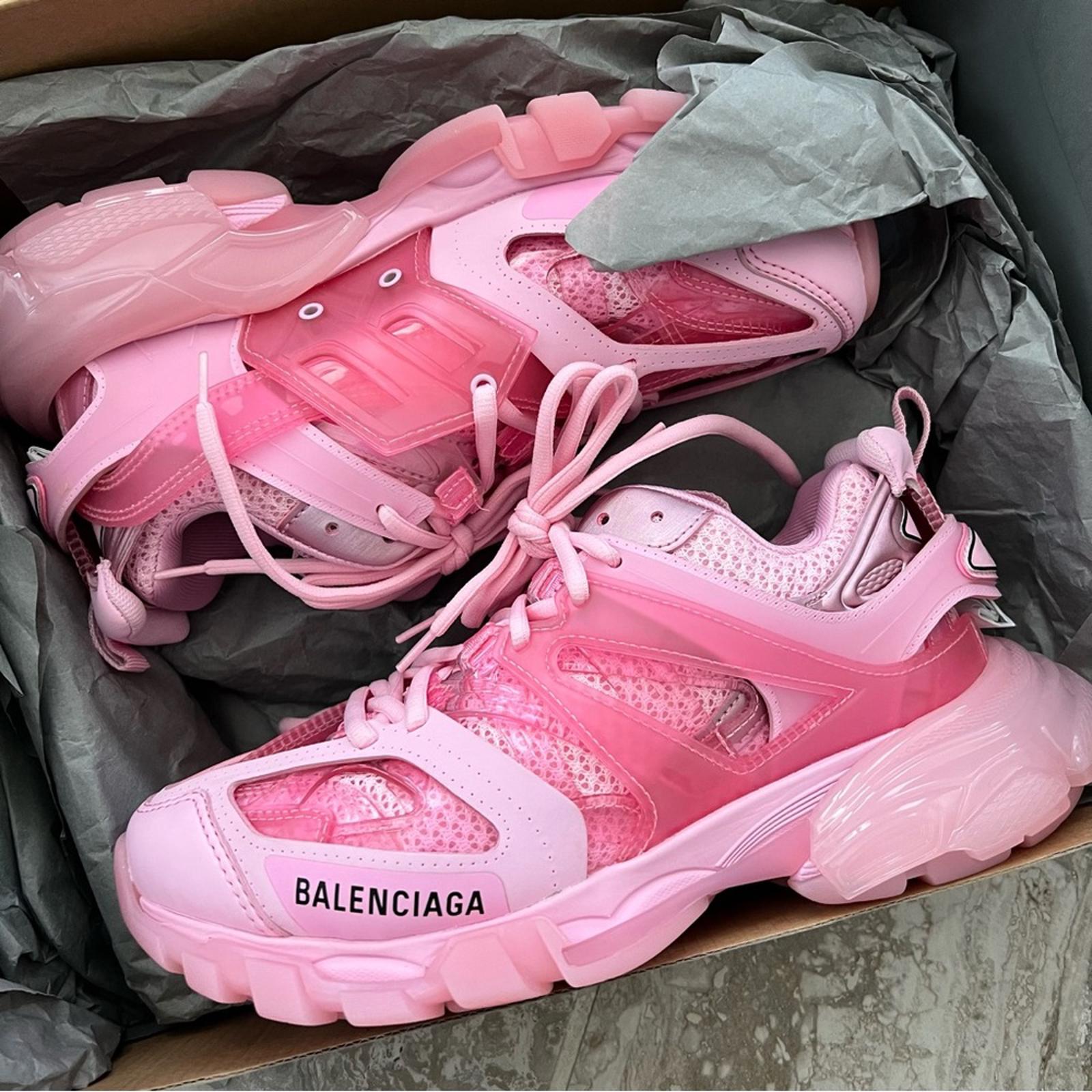 Balenciaga Track Clearsole Logo-Detailed Sneakers in Pink, Size 37 New +Dust Bag