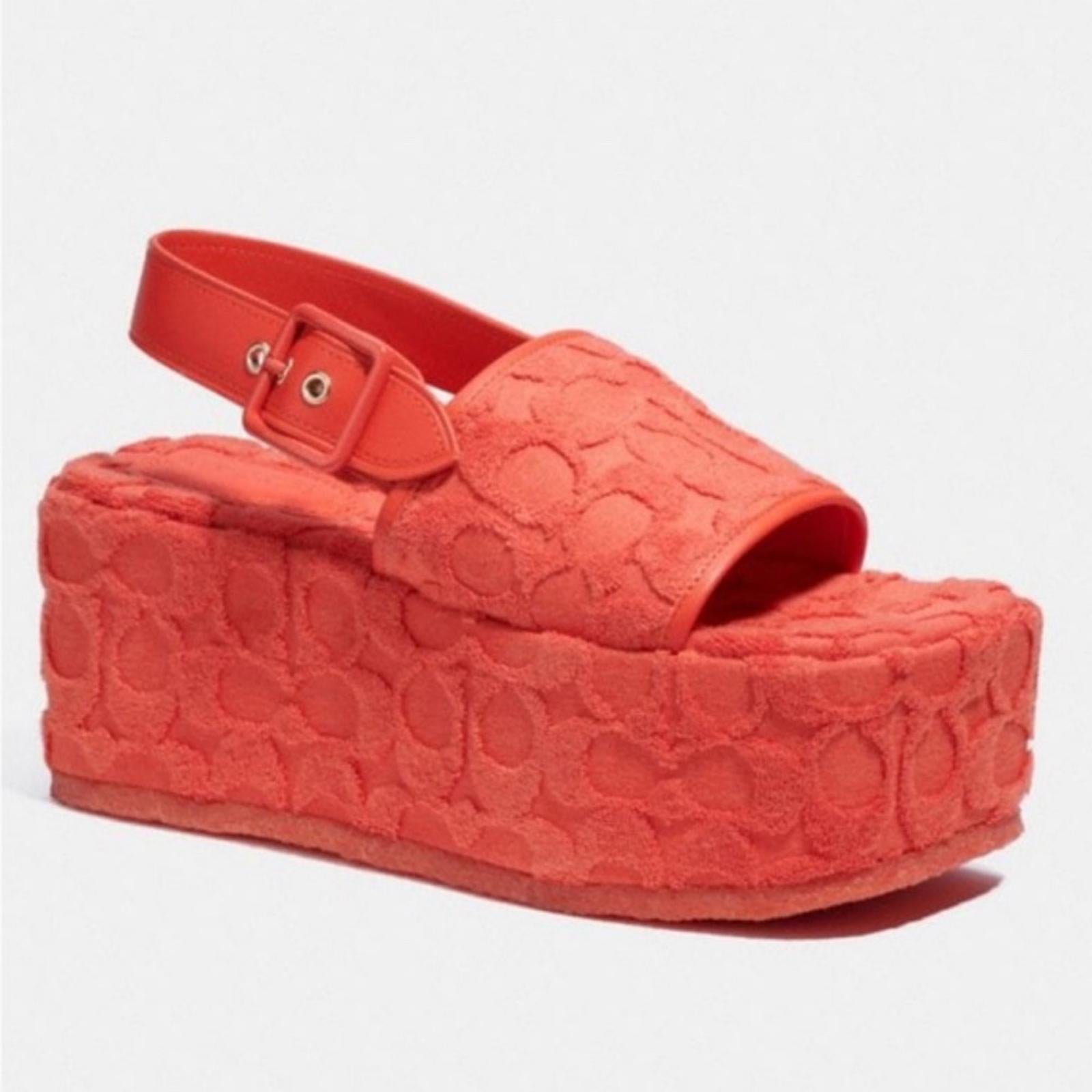 COACH Noelle Terry Cloth Sandal, Red Orange Size 11 Comes in Box - SOLD OUT!