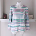 Design365 Striped Crewneck Sweater in White Combo, Size L New w/Tag