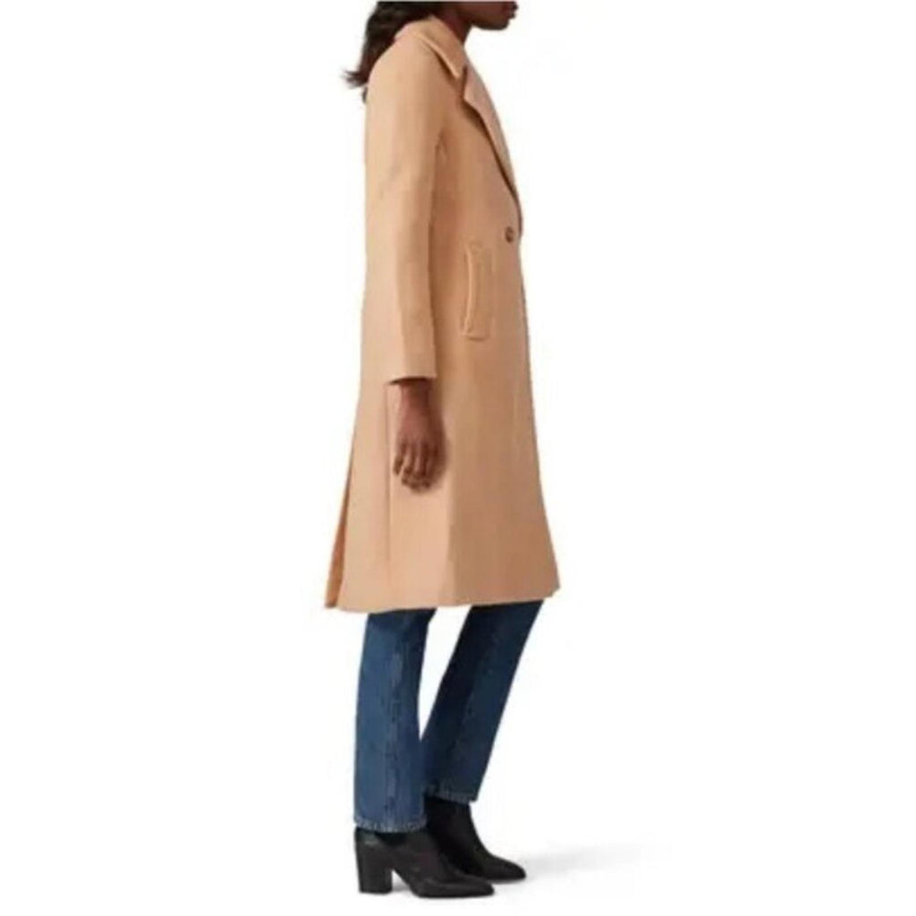 NEW Club Monaco Twill Wool-Blend Trench Coat in Camel Brown, Size M, Dry Cleaned