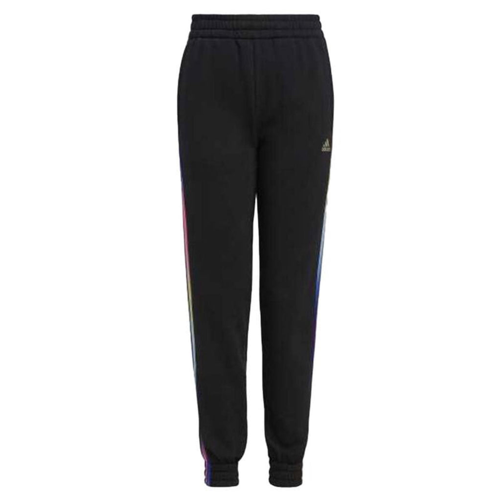 Adidas Girls' Fleece Jogger in Black with Multicolor Stripes, NWT, Size L/14