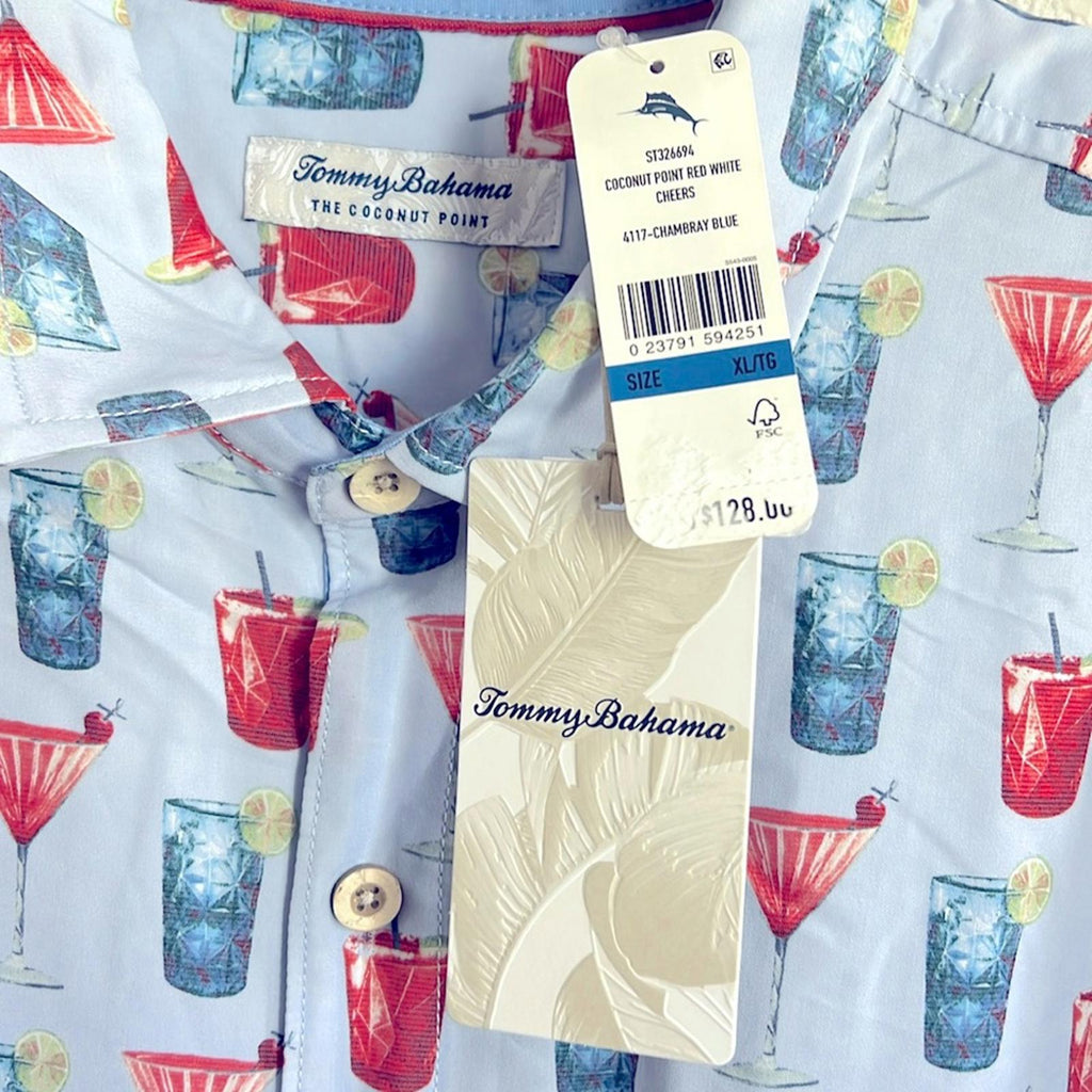 Tommy Bahama Coconut Point Island Zone Short Sleeve Button-Up Shirt NWT Size XL