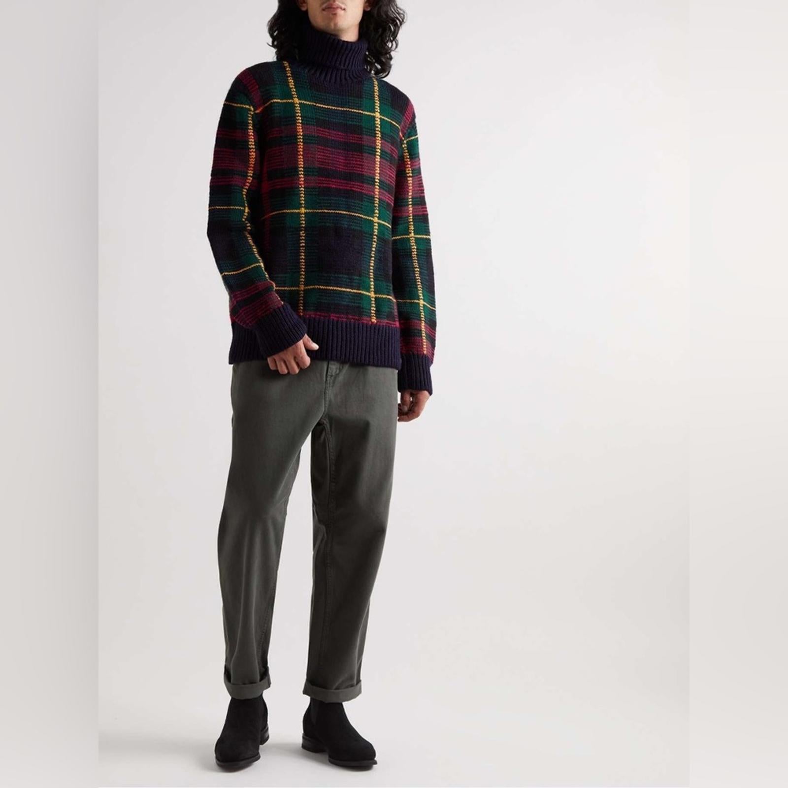 NWT Polo Ralph Lauren Checked Wool Rollneck Sweater, Size XS New w/Tag $998