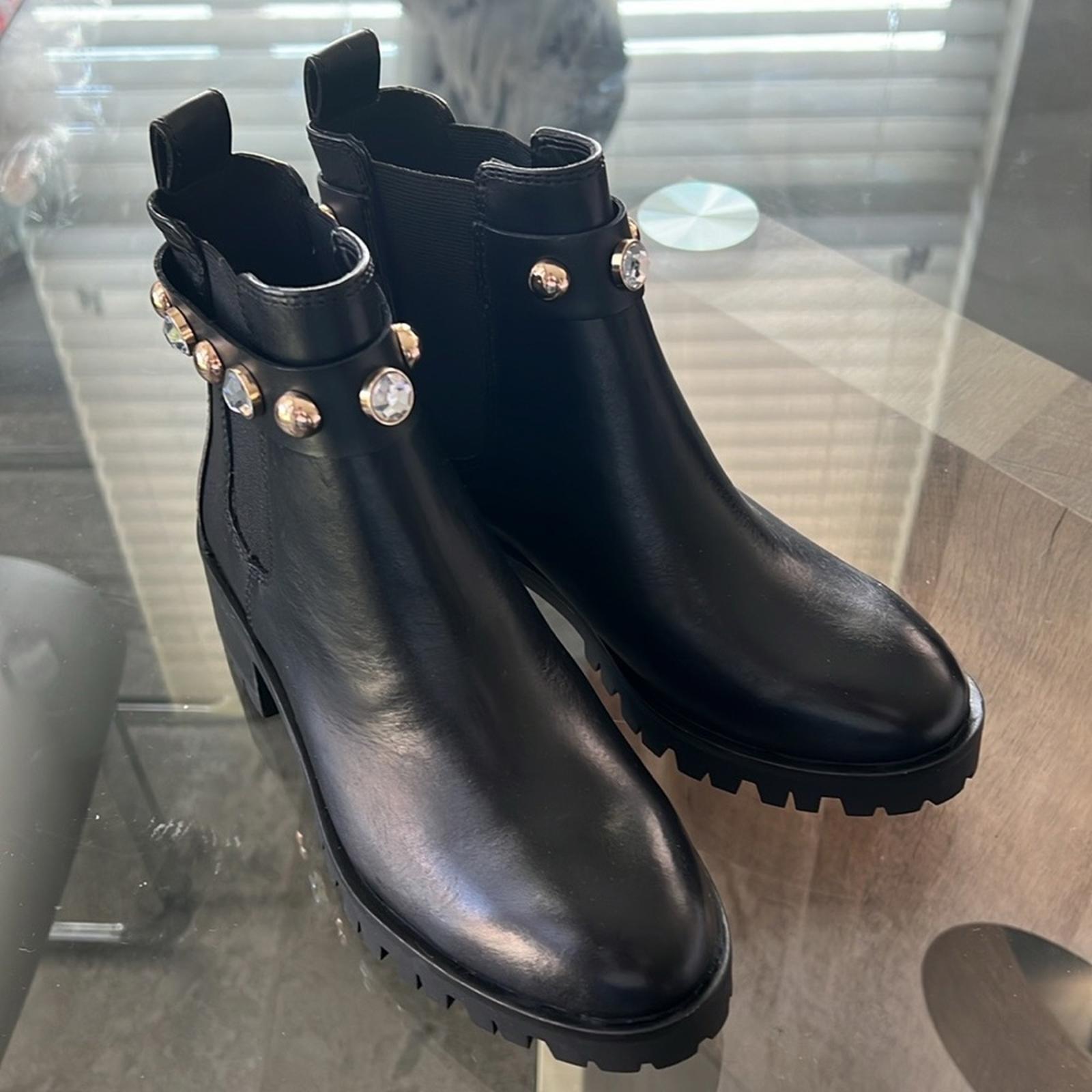 Karl Lagerfeld Paris Porshay Lug Sole Boots in Black, Size 8.5 New w/o Box