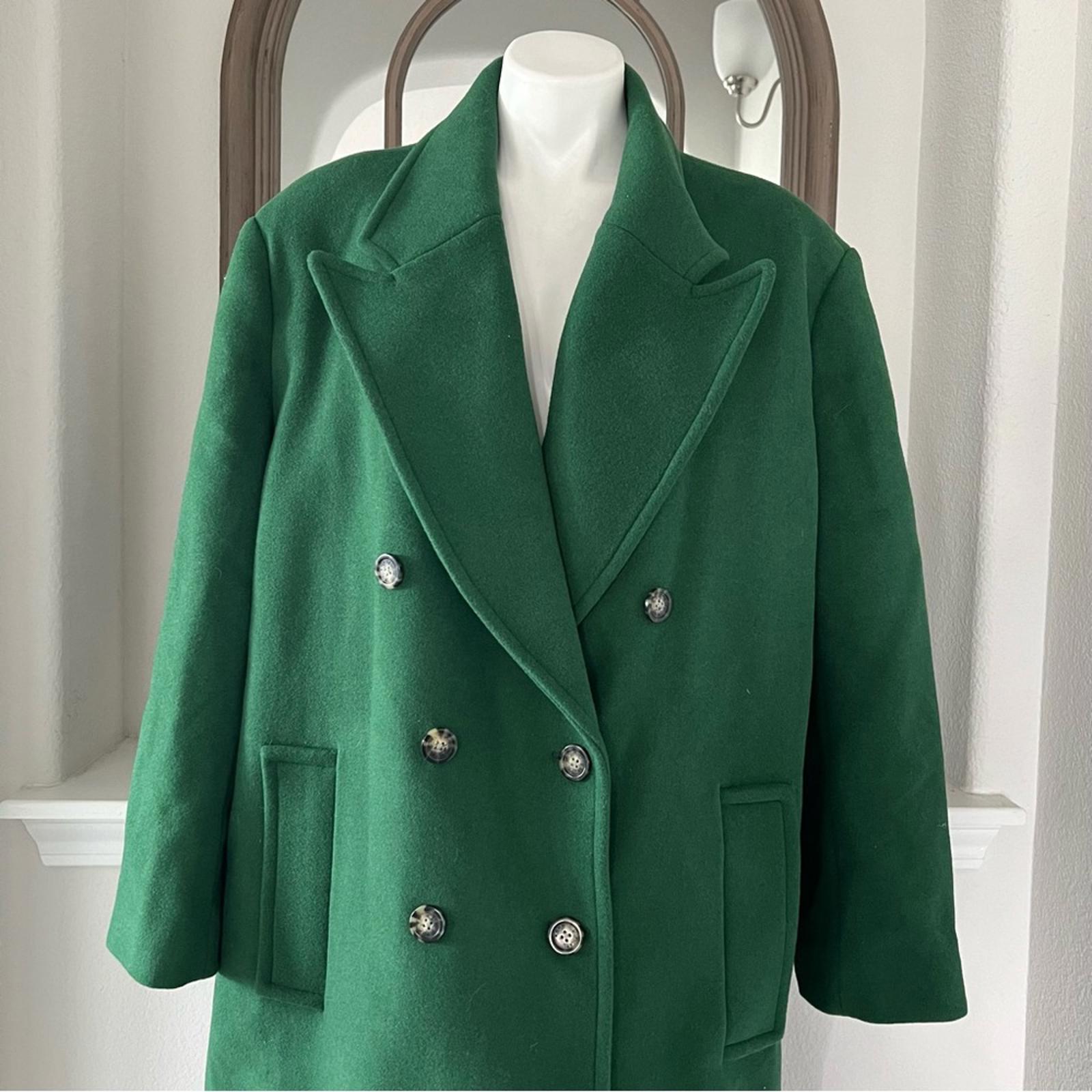 Michael Kors Mensy Double-Breasted Wool Blend Coat in Green, Size XL NEW
