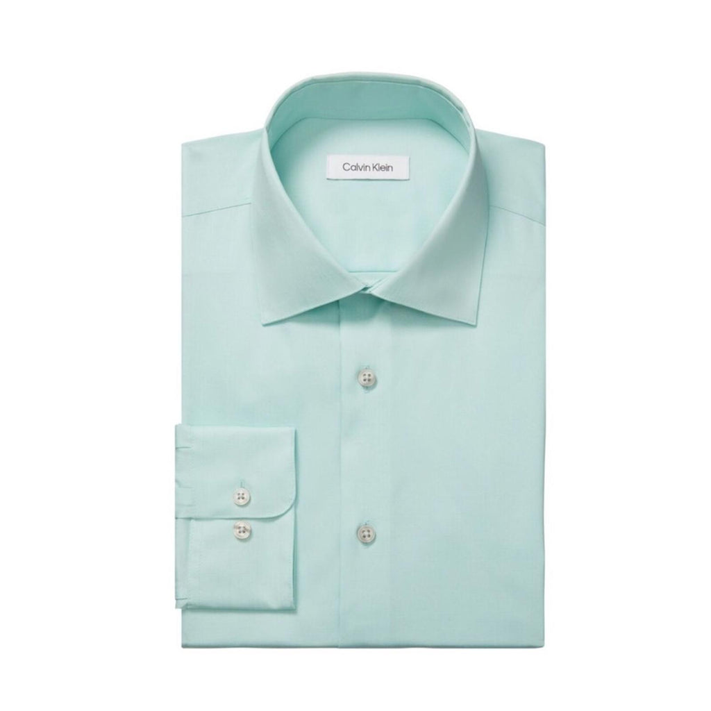 Calvin Klein Steel Slim-Fit Stain Shield Dress Shirt Green 15.5 (34/35) NEW