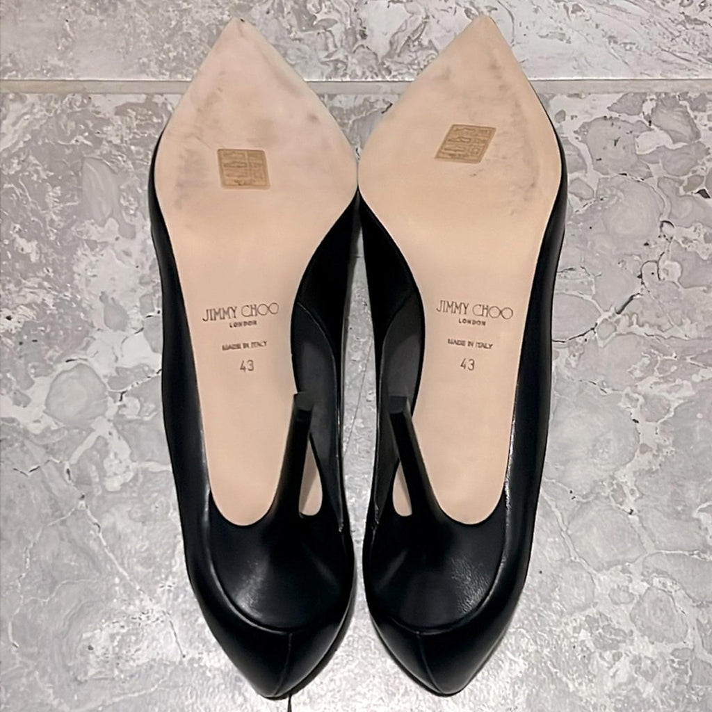 Jimmy Choo Love 85 Leather Mesh Pointed-Toe Pumps Size 43 NEW in Box +2Dust Bags