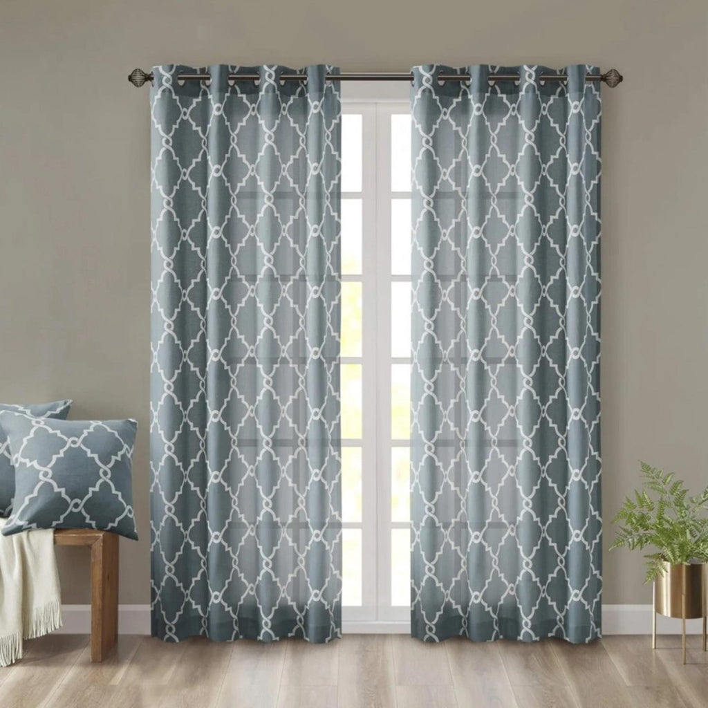 Madison Park Saratoga Fretwork Grommet W, 1 Window Panel Size 50”W x 63”L NWT