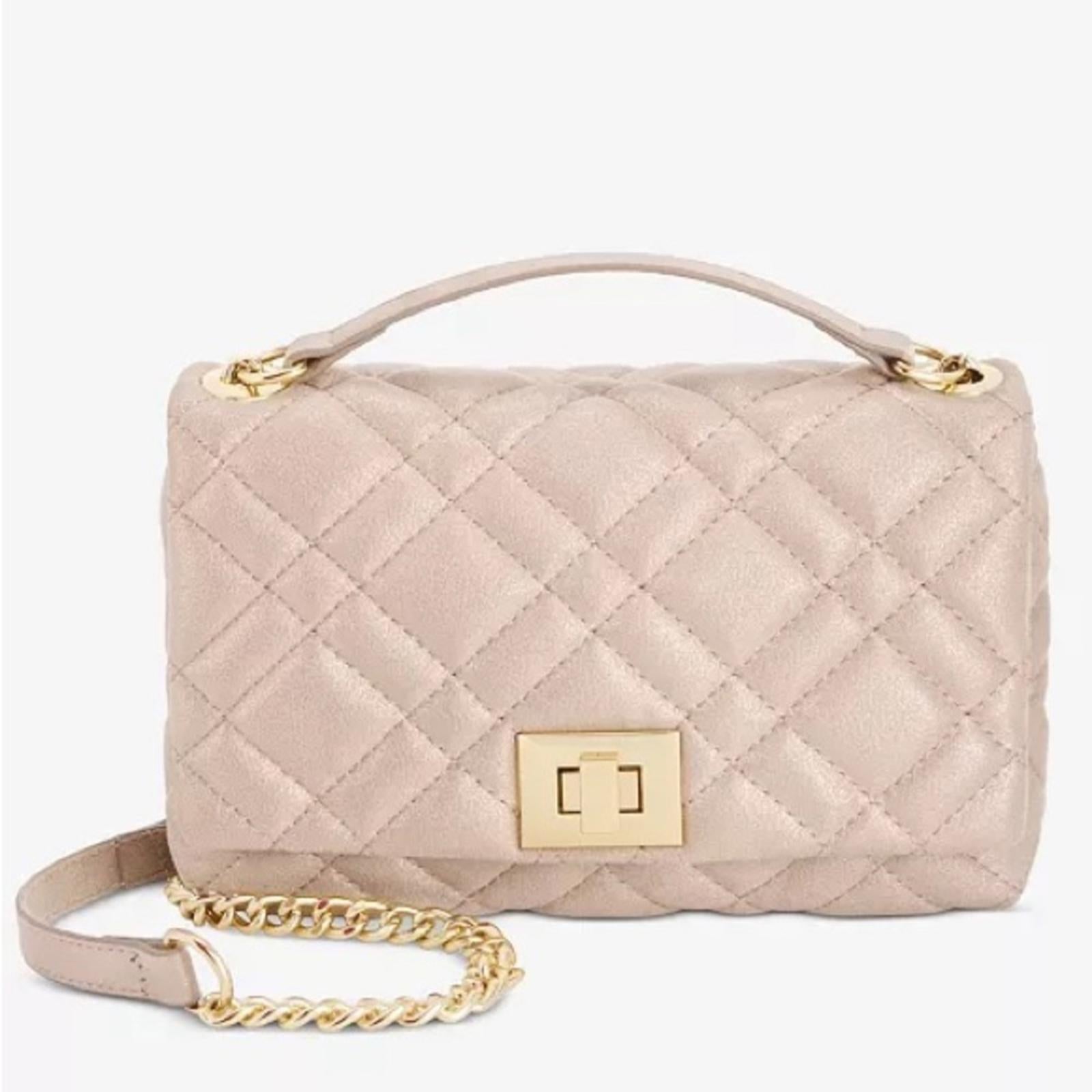 I.N.C. Small Ajae Pearlized Quilted Crossbody Champagne Pearlized, NWT