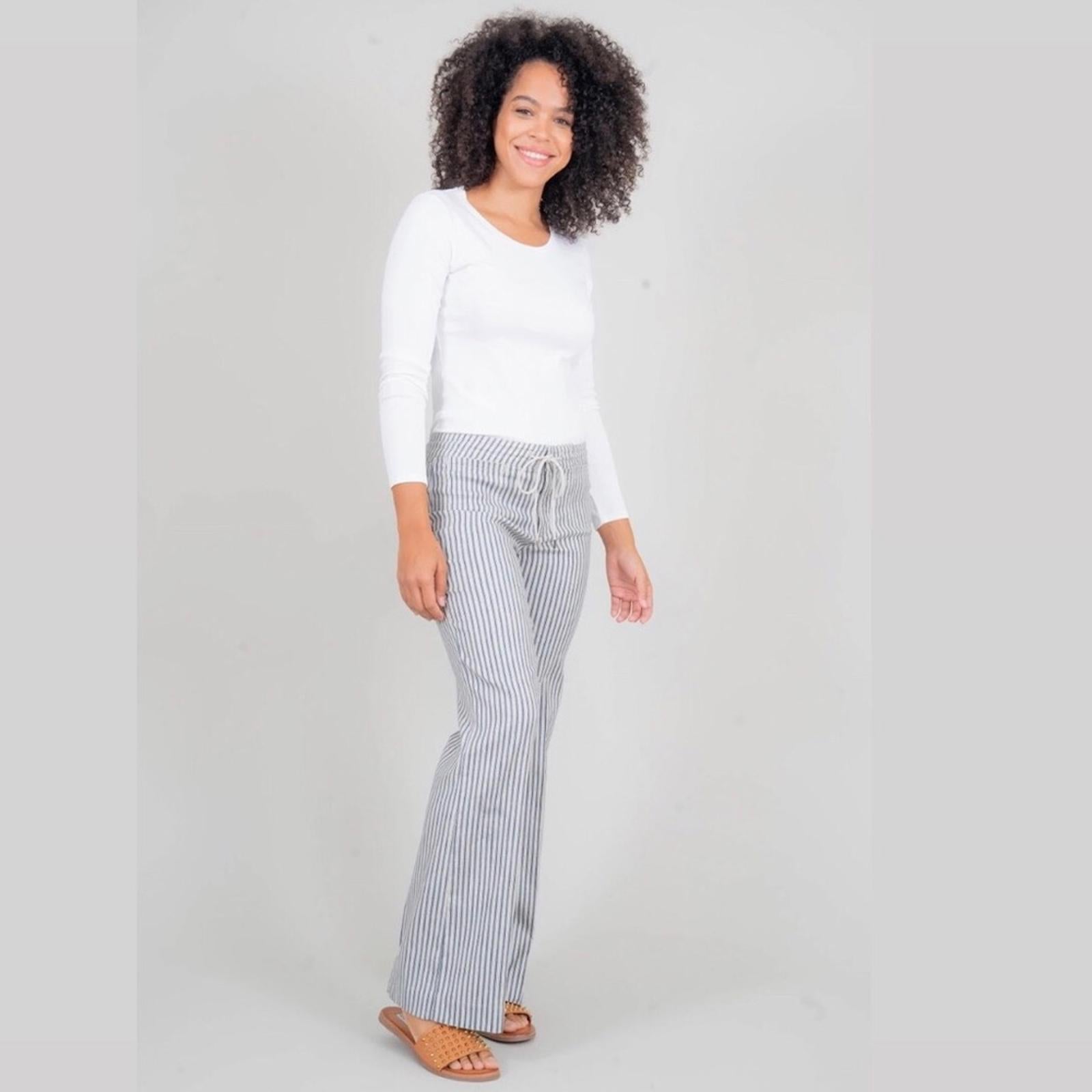 Anthropologie’s Level 99 Elliot Linen-Blend Lounge Pants Nautical Stripe Size 32