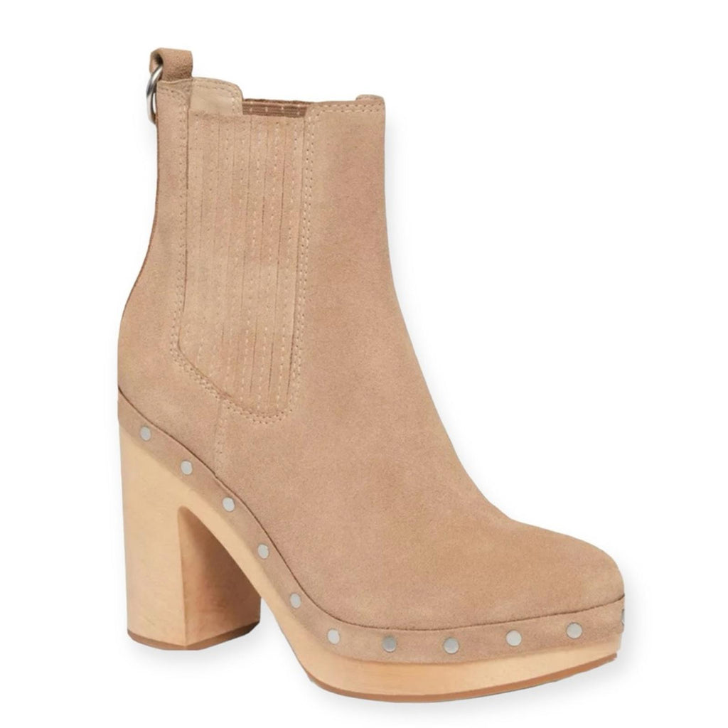 PAIGE Adina Platform Chelsea Boots in Tan Suede, Size 6 NEW in Box